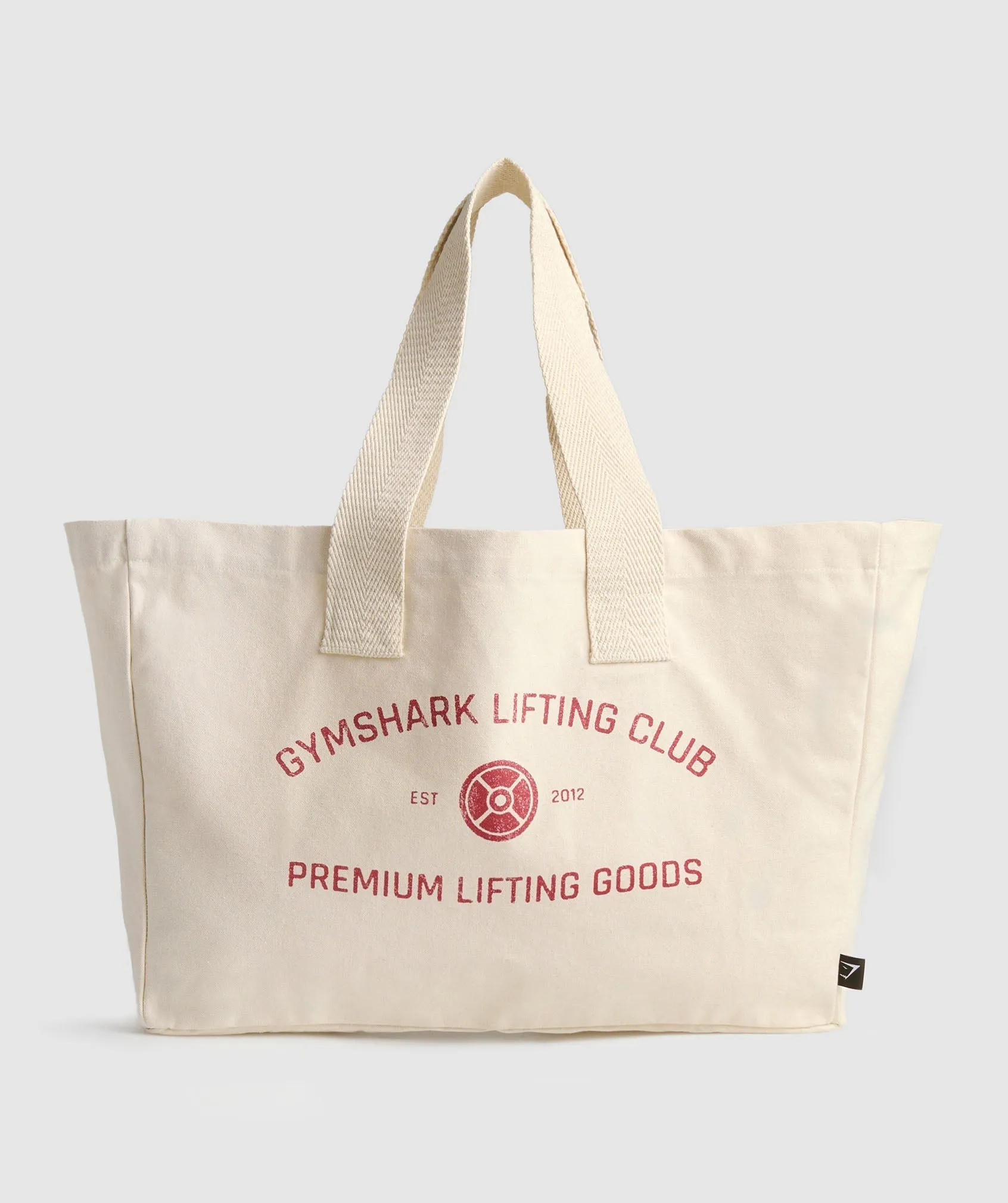 Gymshark Weight Plate Oversized Tote - Oat White/Carmine Red sold by Gymshark