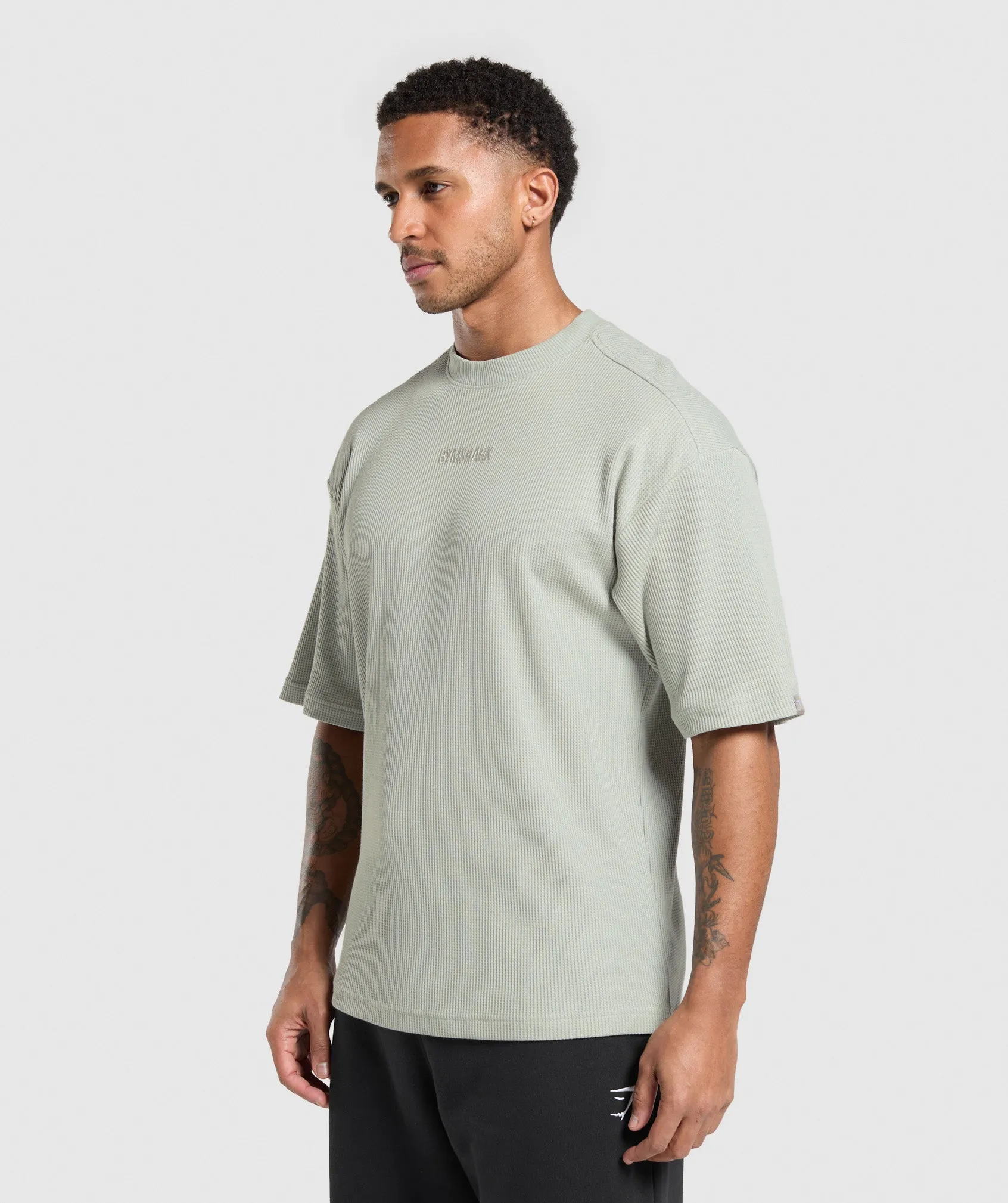 Gymshark Waffle Oversized T-Shirt - Stone Grey sold by Gymshark product image thumbnail 3