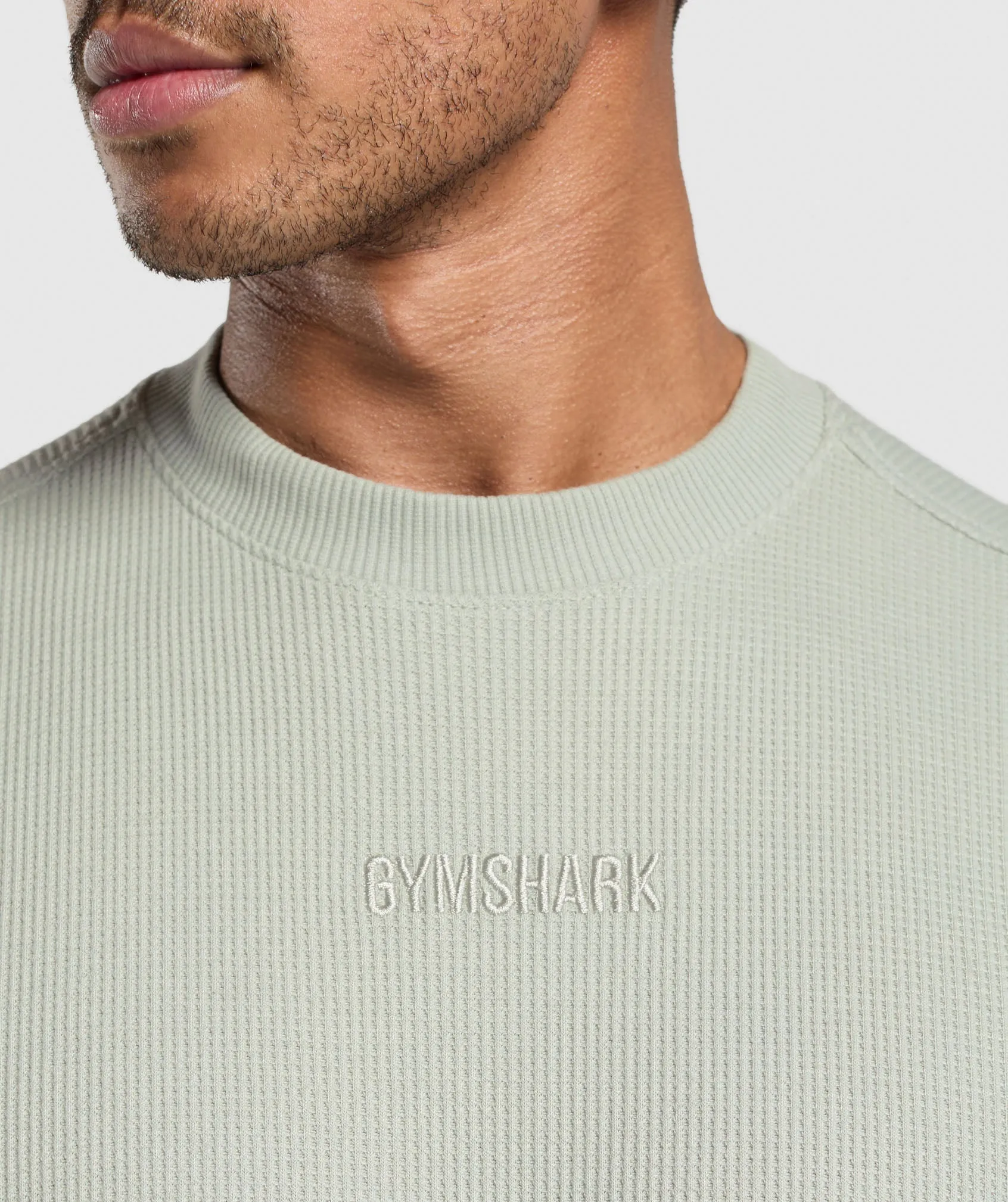 Gymshark Waffle Oversized T-Shirt - Stone Grey sold by Gymshark product image thumbnail 4