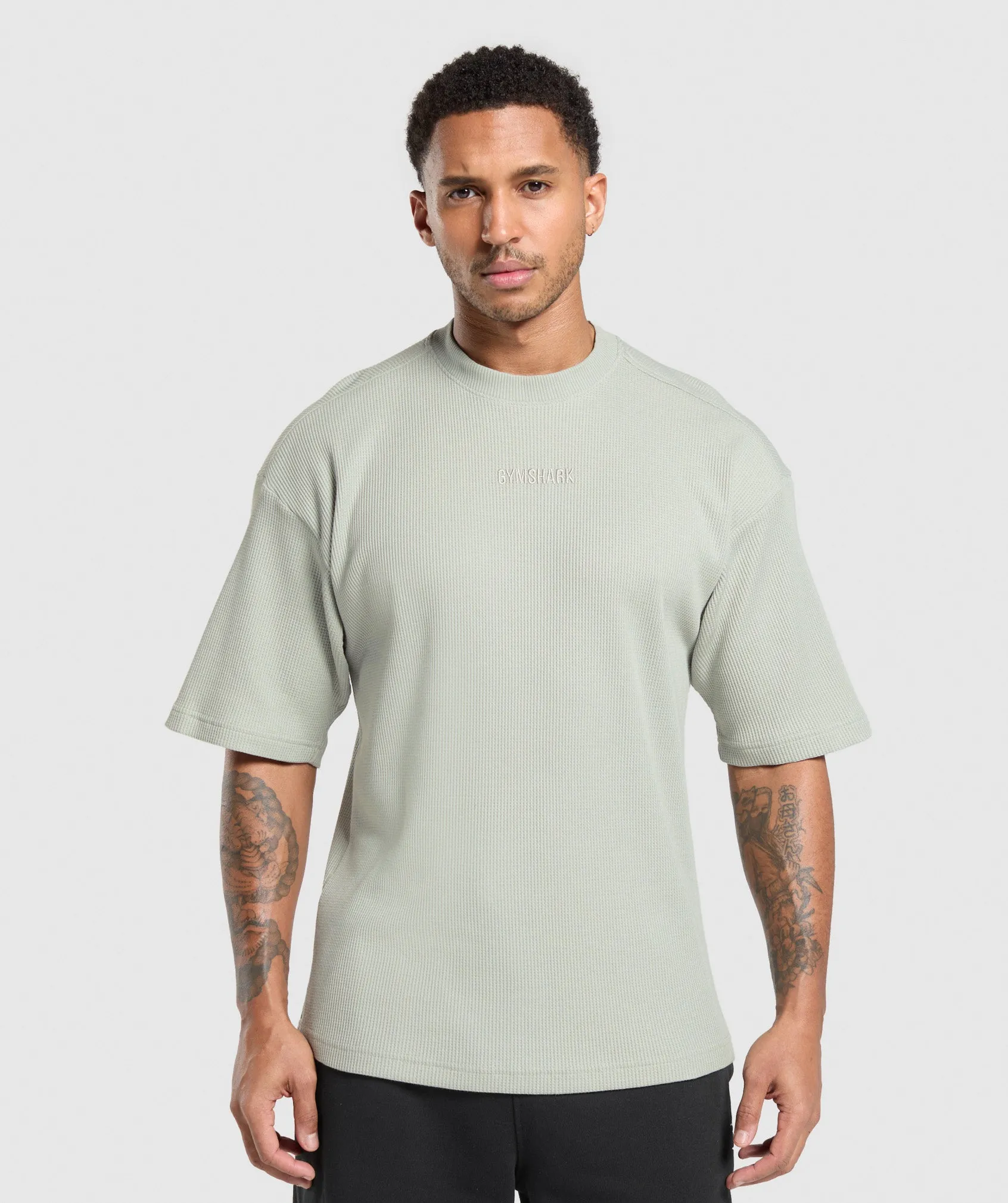 Gymshark Waffle Oversized T-Shirt - Stone Grey sold by Gymshark