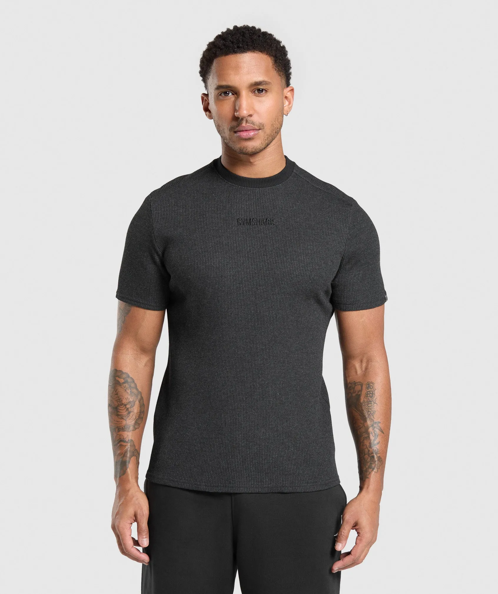 Gymshark Waffle T-Shirt - Black sold by Gymshark