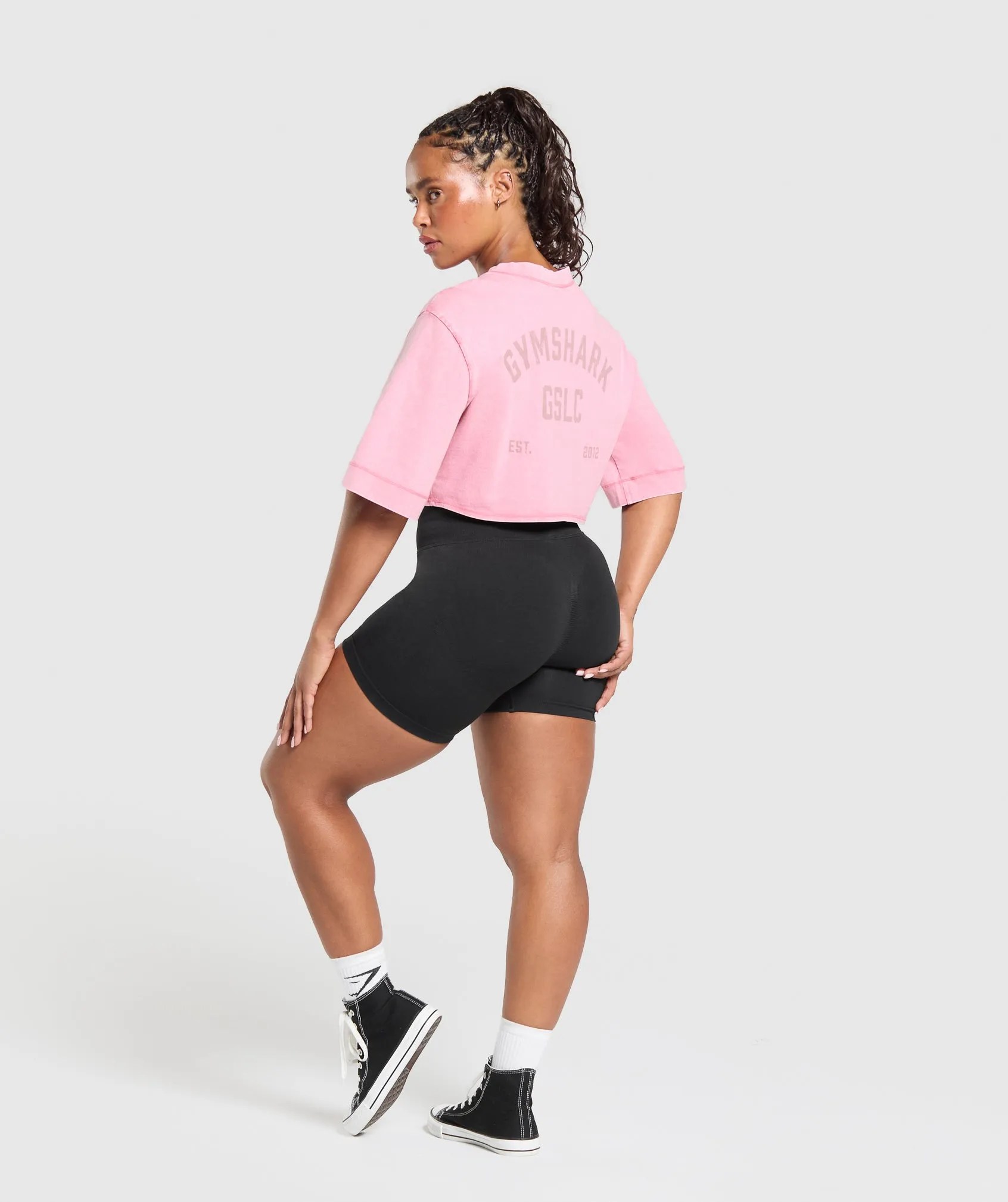 Gymshark GSLC Washed Graphic Crop Top - Sunset Pink sold by Gymshark product image thumbnail 4