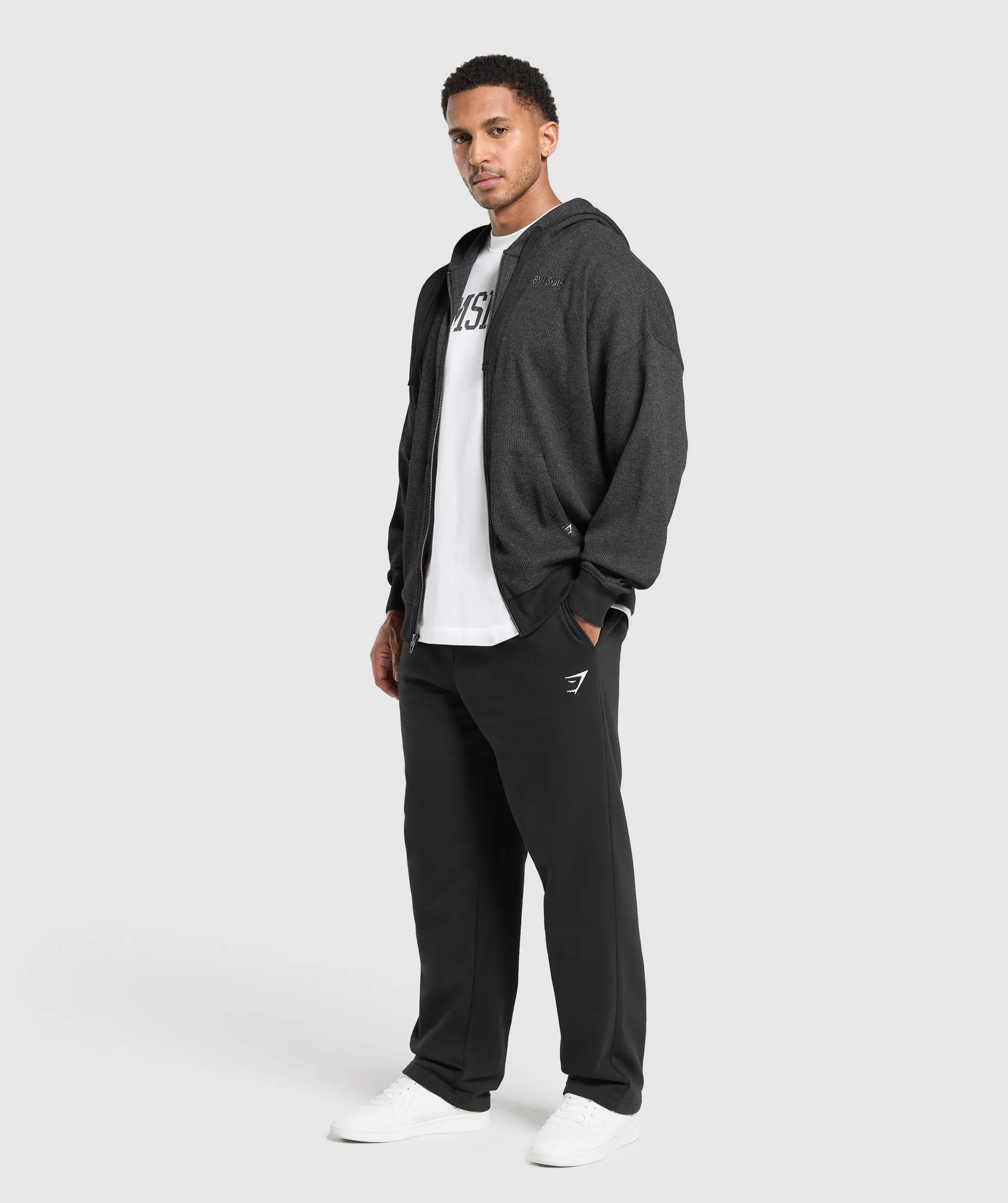 Gymshark Waffle Zip Hoodie - Black sold by Gymshark product image thumbnail 4
