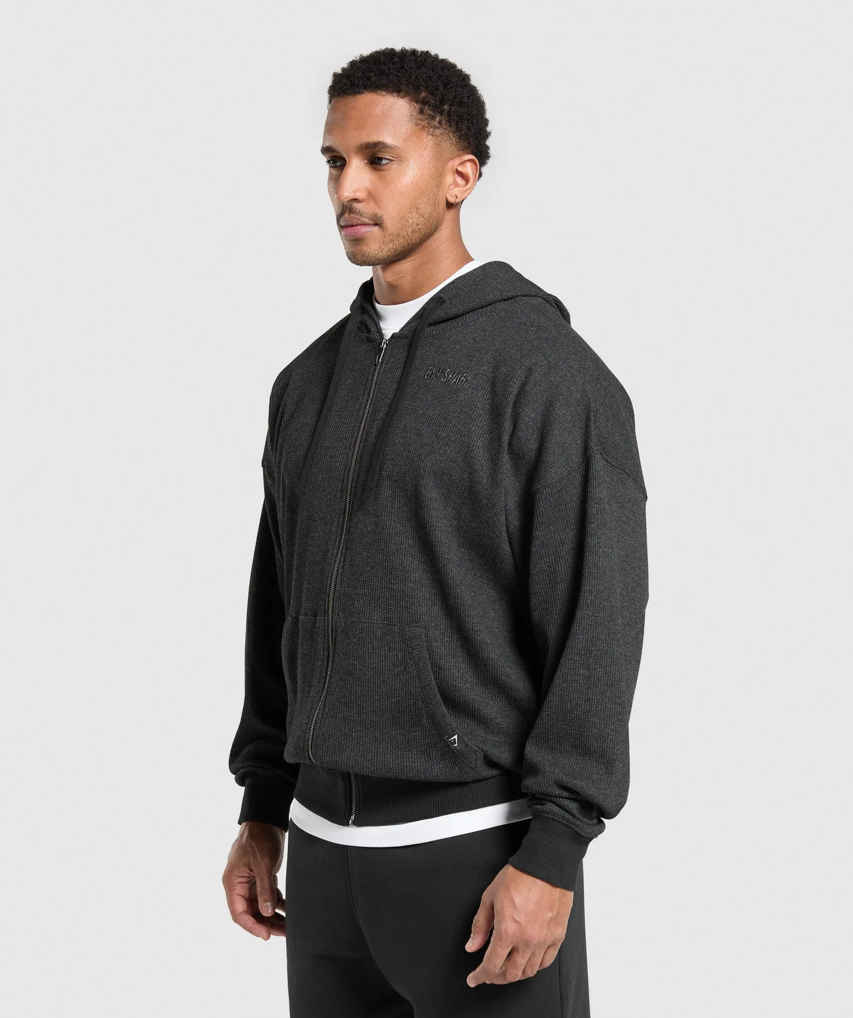 Gymshark Waffle Zip Hoodie - Black sold by Gymshark product image thumbnail 3