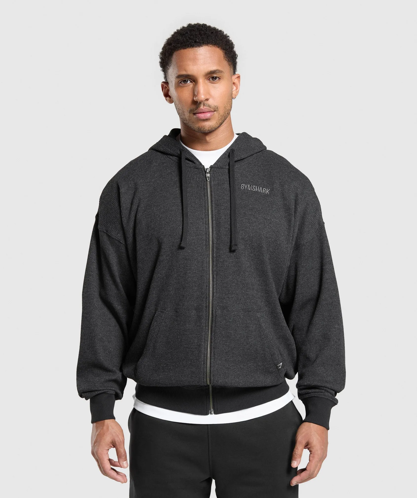 Gymshark Waffle Zip Hoodie - Black sold by Gymshark