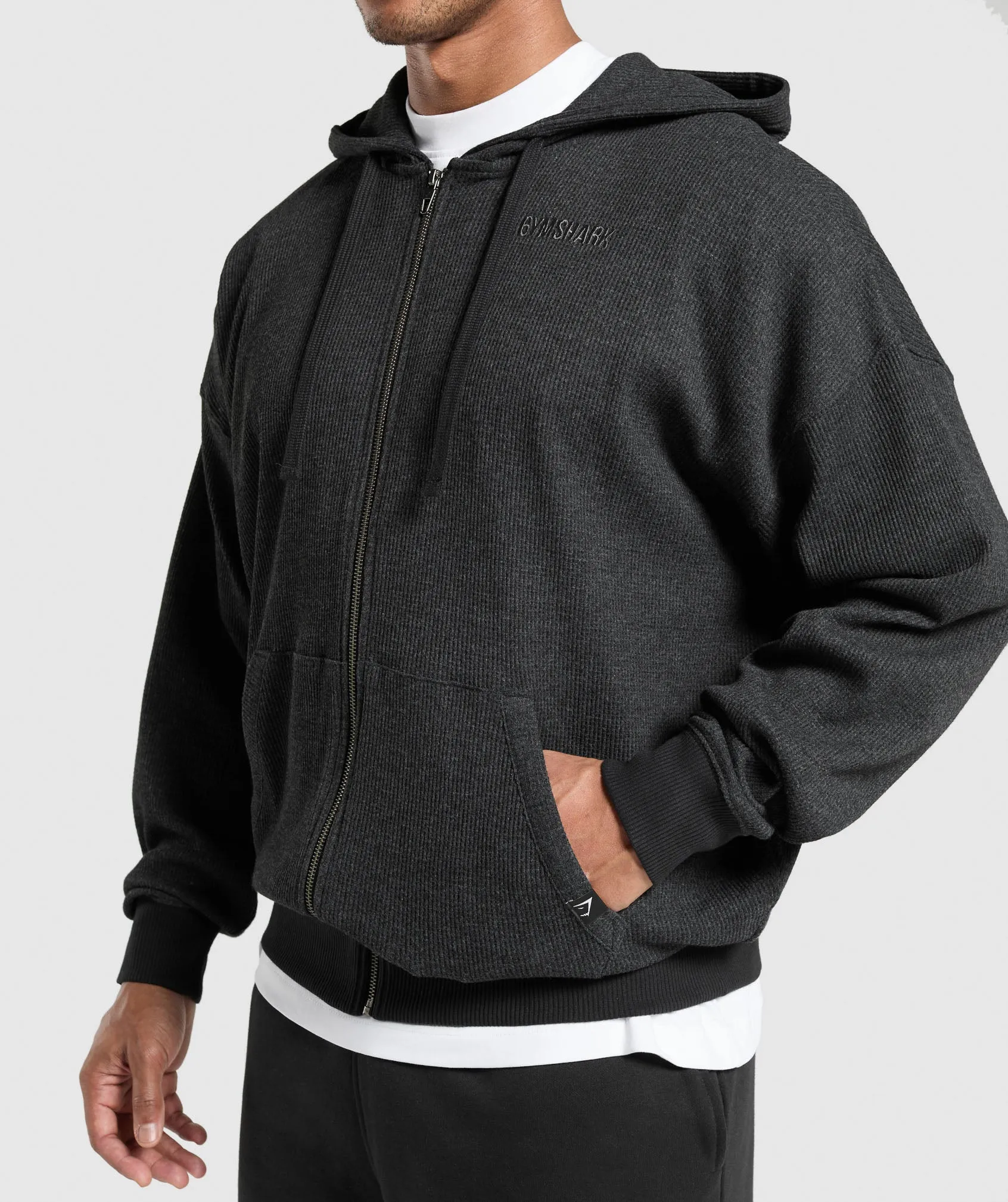 Gymshark Waffle Zip Hoodie - Black sold by Gymshark product image thumbnail 5