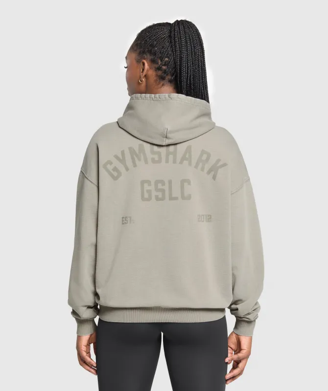 Gymshark 66 Washed Graphic Oversized Hoodie - Linen Brown sold by Gymshark
