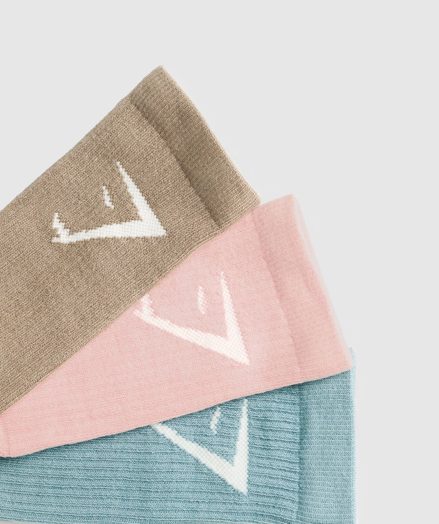 Gymshark Crew Socks 3pk - Lifestyle Brown/Lift Pink/Rest Blue sold by Gymshark product image thumbnail 2