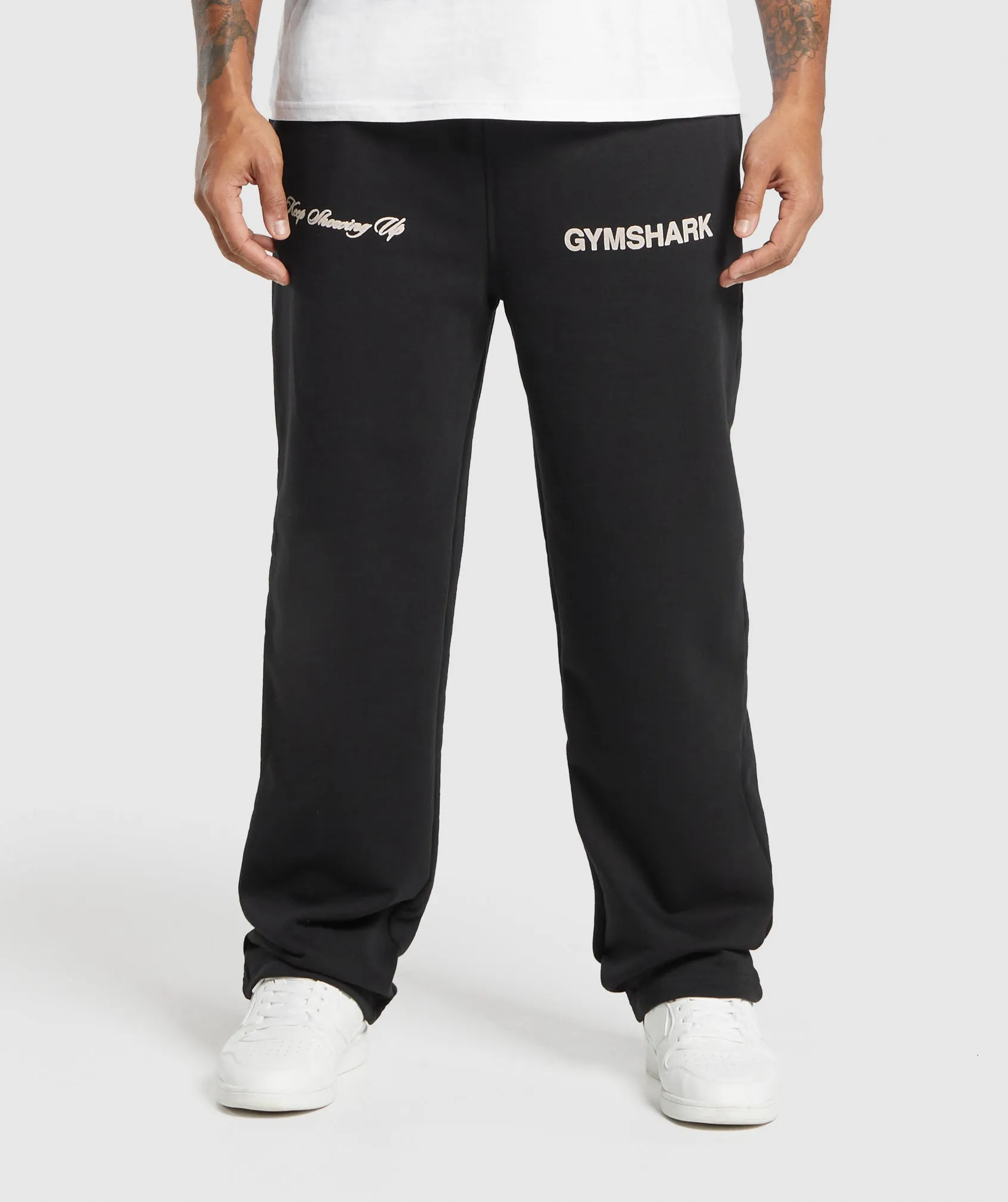 Gymshark EST 2012 Straight Leg Joggers - Black sold by Gymshark