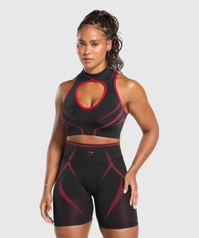 Gymshark Apex Lift Seamless Crop Top - Black/Carmine Red sold by Gymshark