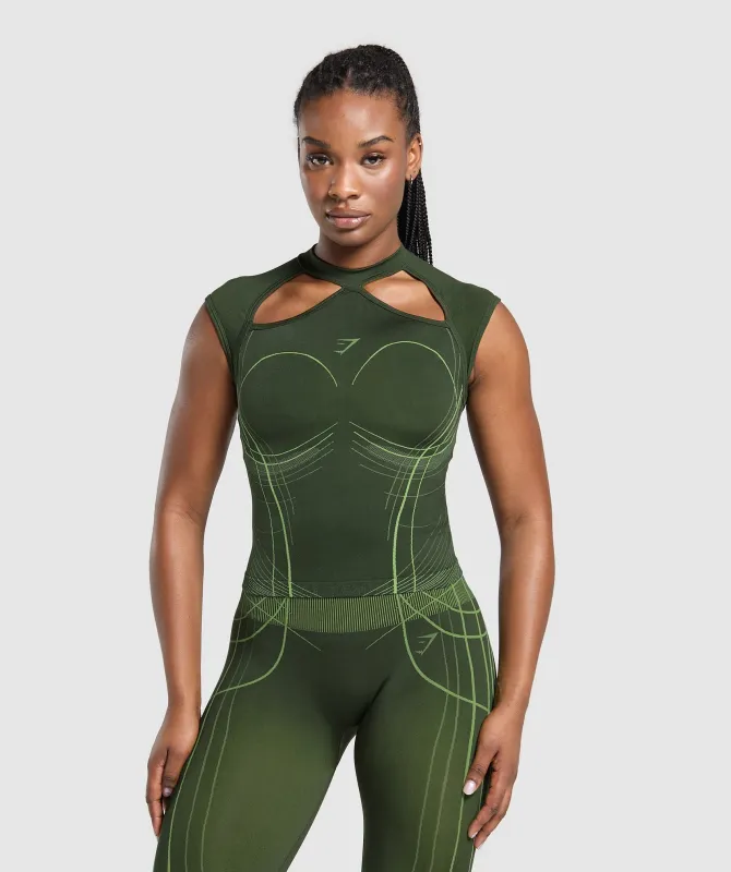 Gymshark Apex Seamless Midi T-Shirt - Trail Green/Energy Gelato Green sold by Gymshark