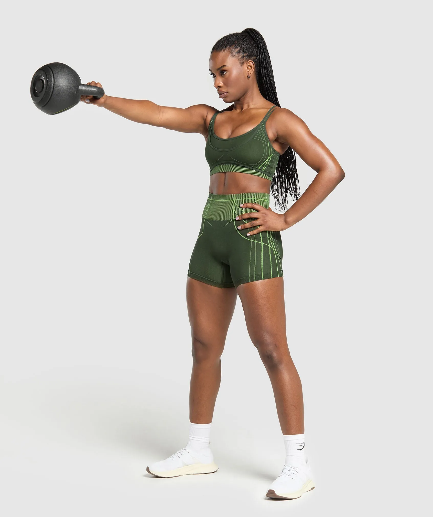 Gymshark Apex Seamless Strappy Sports Bra - Trail Green/Energy Gelato Green sold by Gymshark product image thumbnail 3