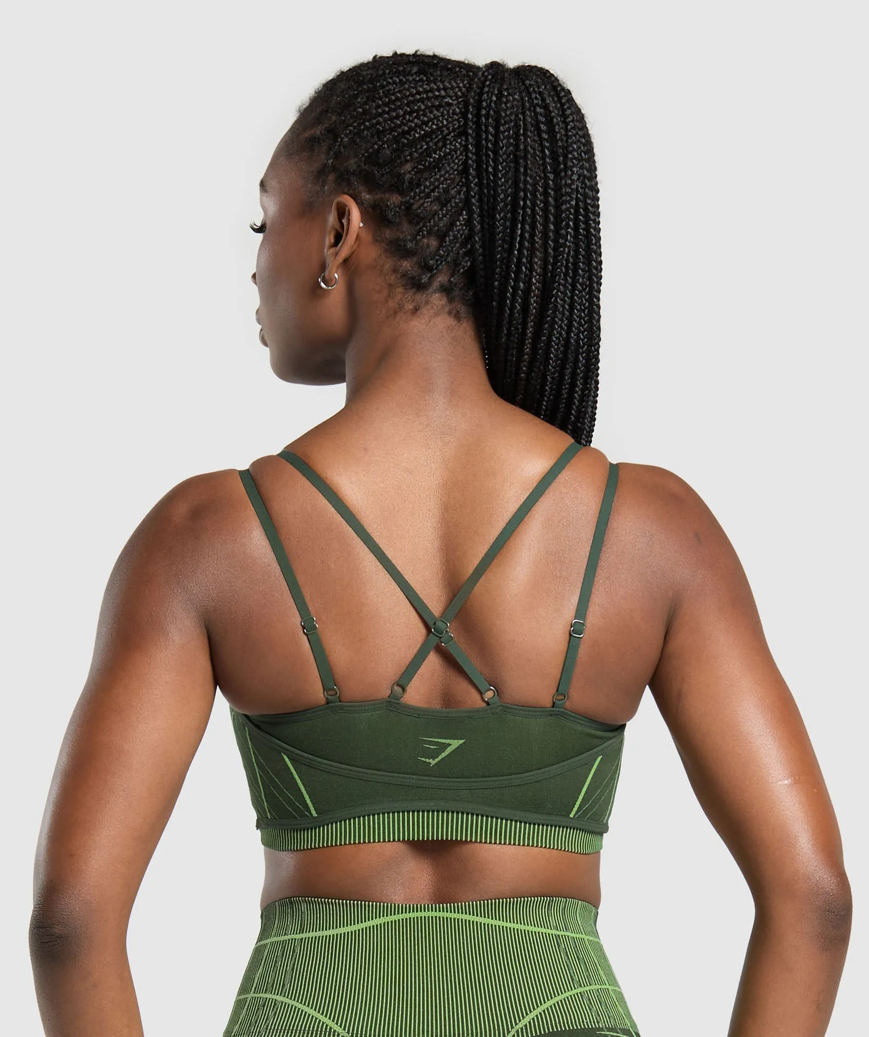 Gymshark Apex Seamless Strappy Sports Bra - Trail Green/Energy Gelato Green sold by Gymshark product image thumbnail 2