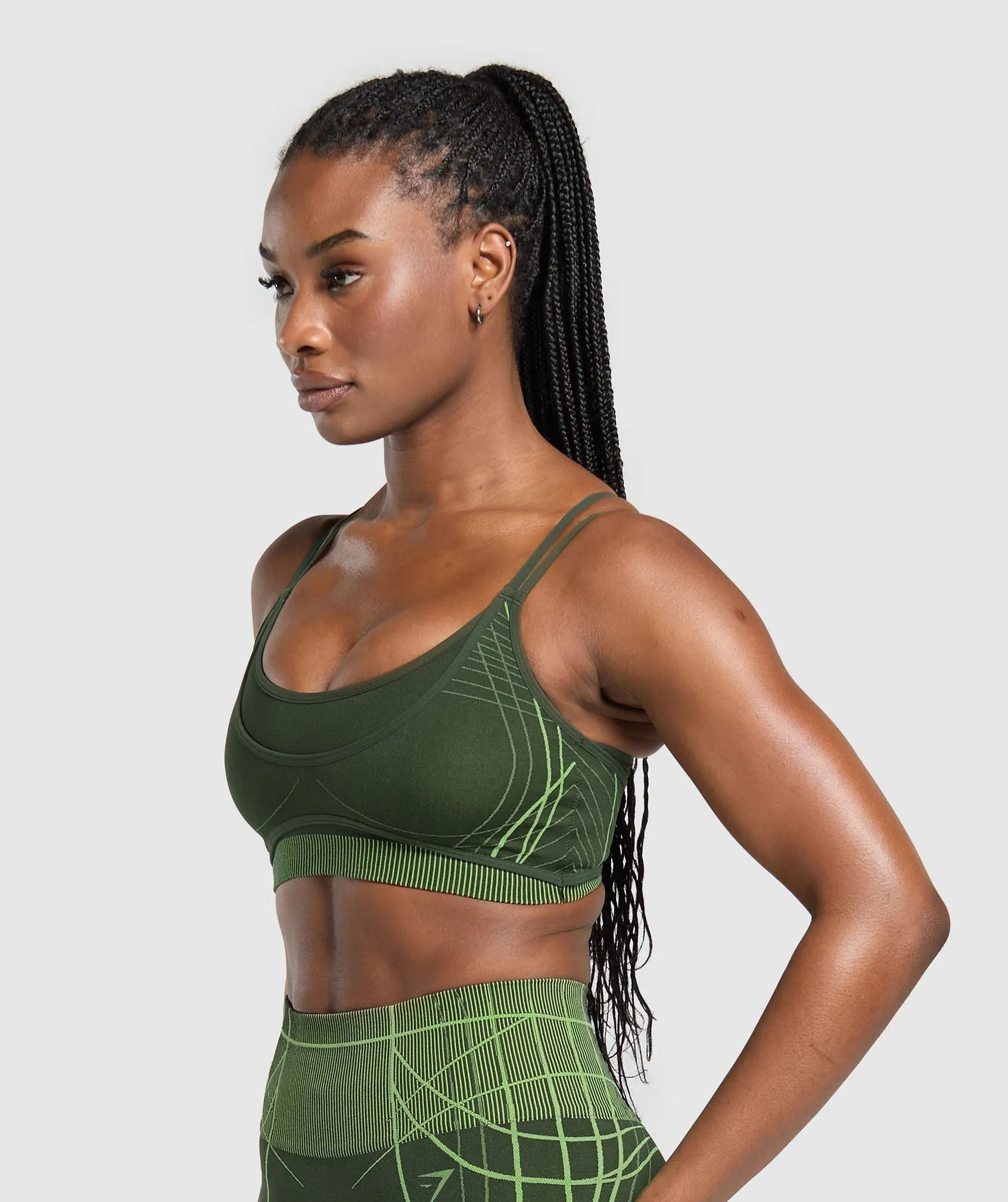 Gymshark Apex Seamless Strappy Sports Bra - Trail Green/Energy Gelato Green sold by Gymshark product image thumbnail 4