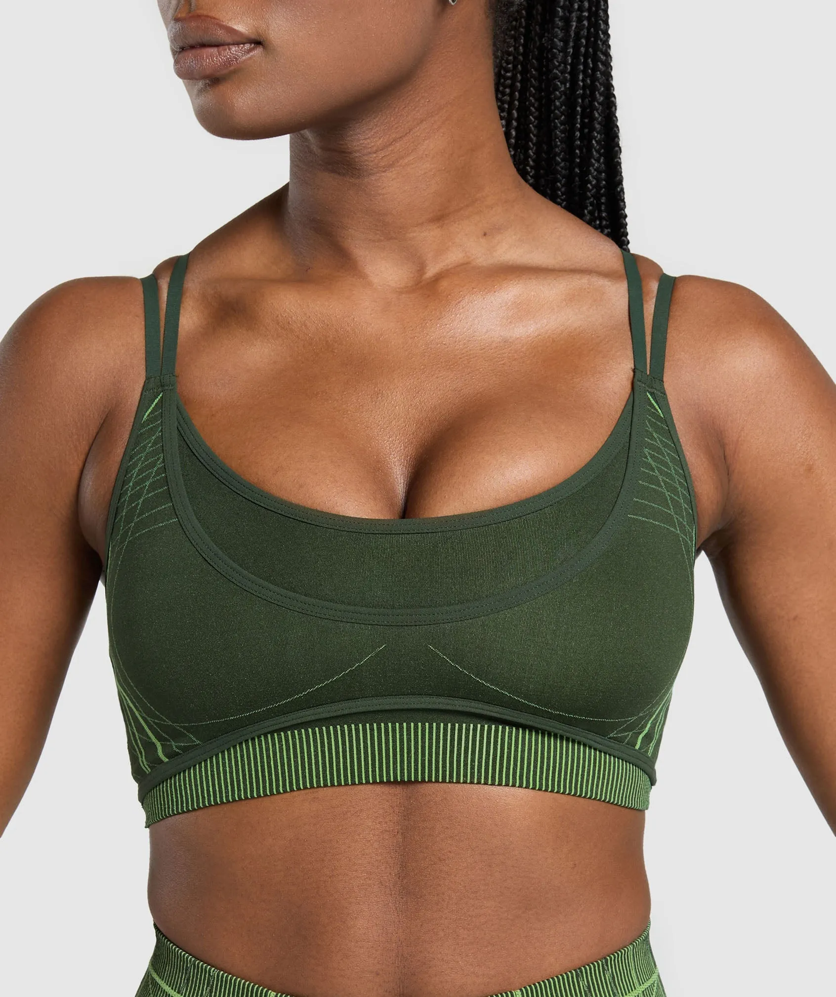 Gymshark Apex Seamless Strappy Sports Bra - Trail Green/Energy Gelato Green sold by Gymshark product image thumbnail 5