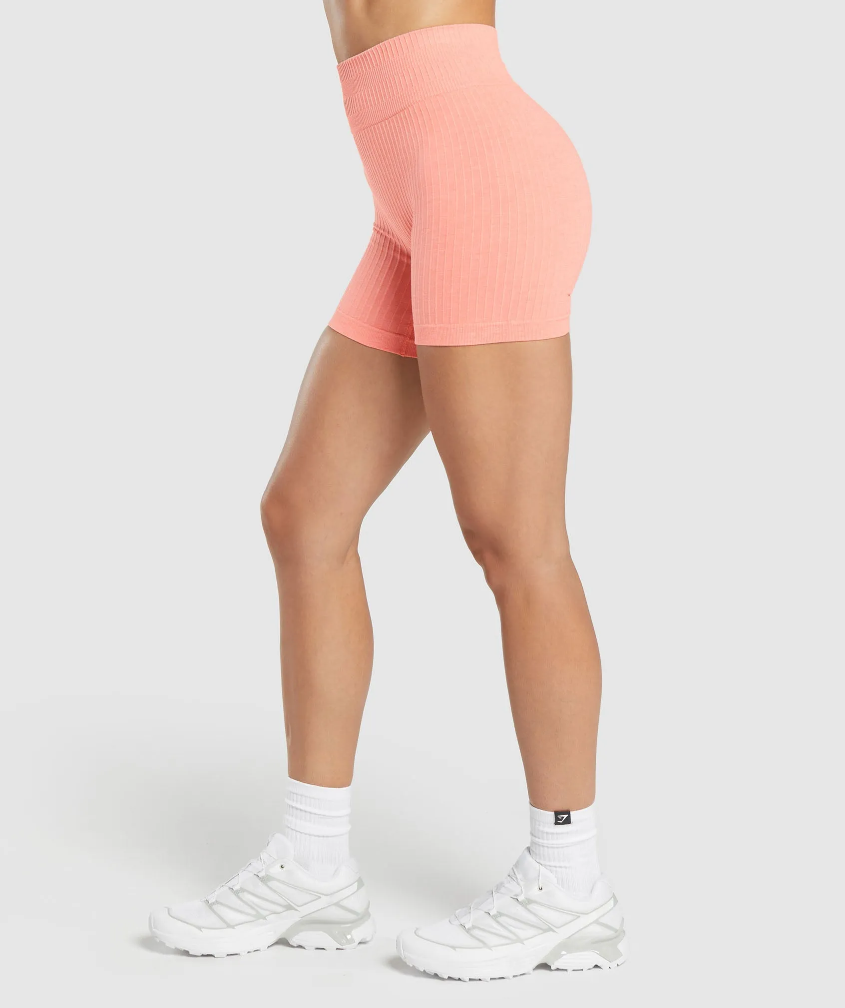 Gymshark Luxe Seamless Shorts - Muted Coral Marl sold by Gymshark product image thumbnail 3
