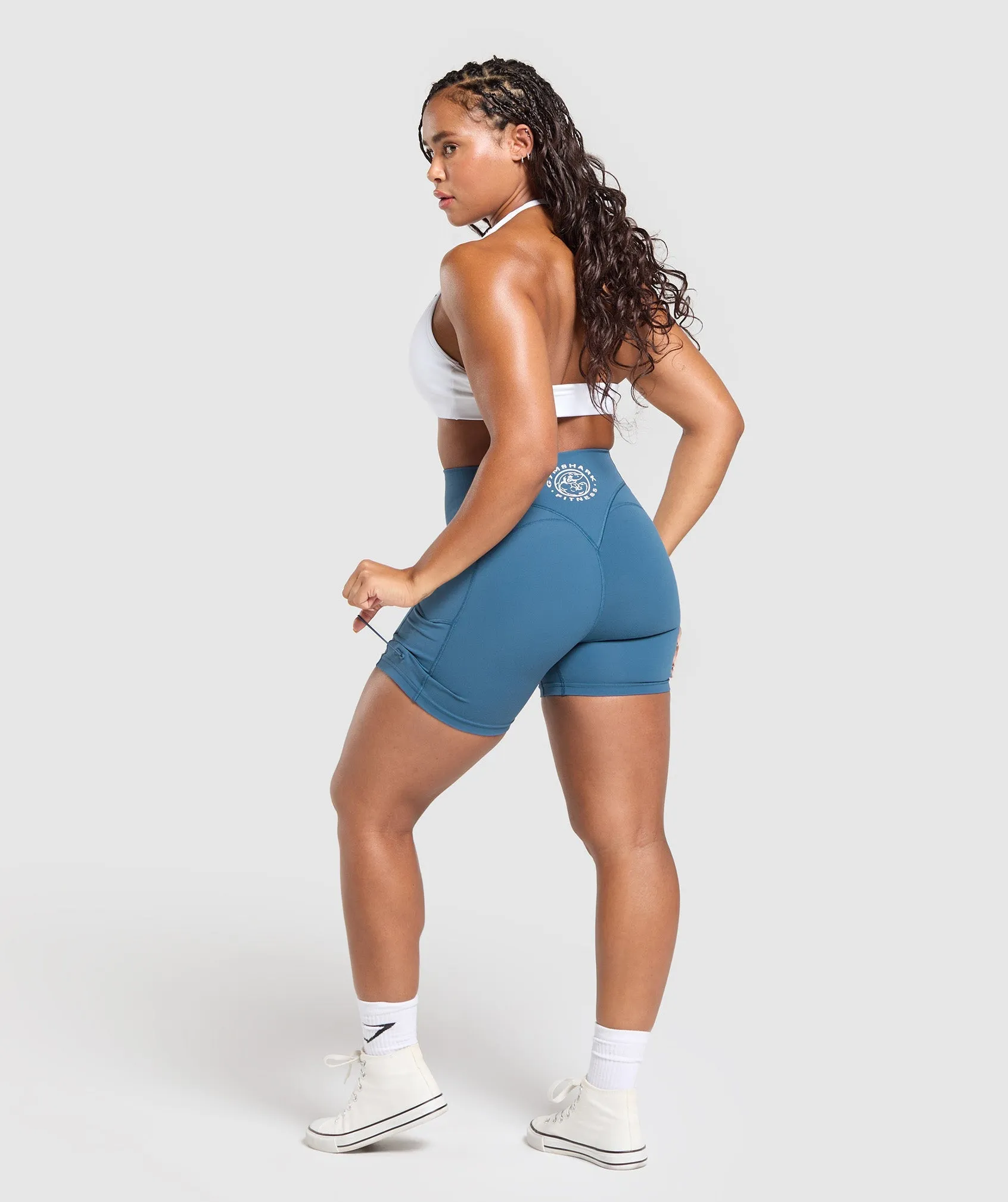 Gymshark Legacy Logo Tight Shorts - Success Blue sold by Gymshark product image thumbnail 4