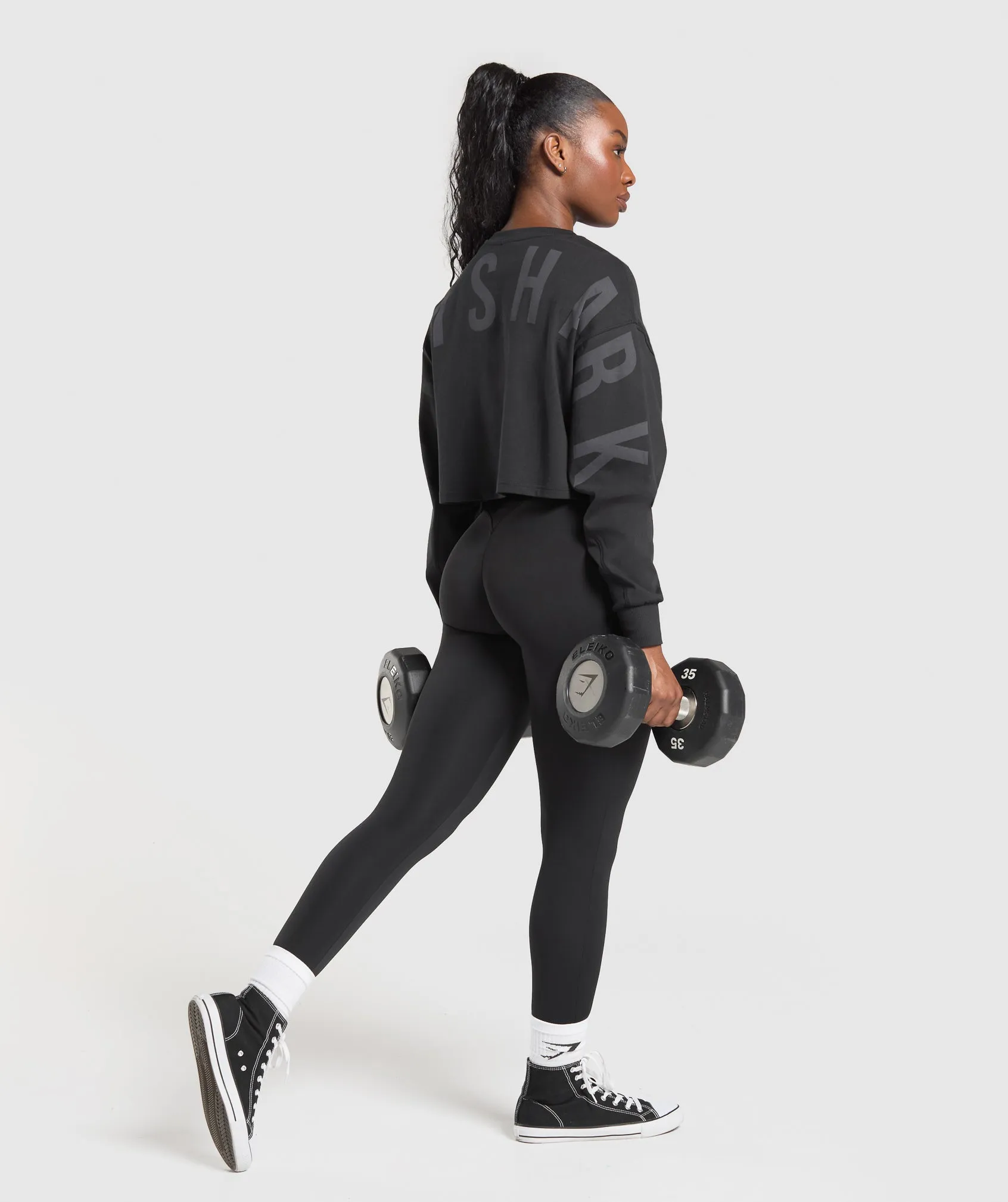 Gymshark Gymshark Wordmark Graphic Long Sleeve Top - Black sold by Gymshark product image thumbnail 3