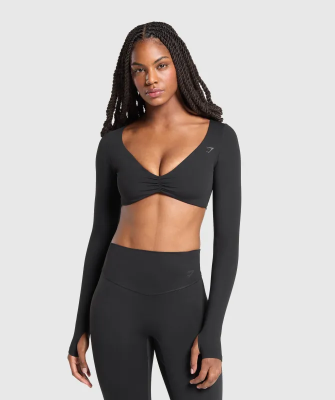 Gymshark Twist Front Long Sleeve Top - Black sold by Gymshark