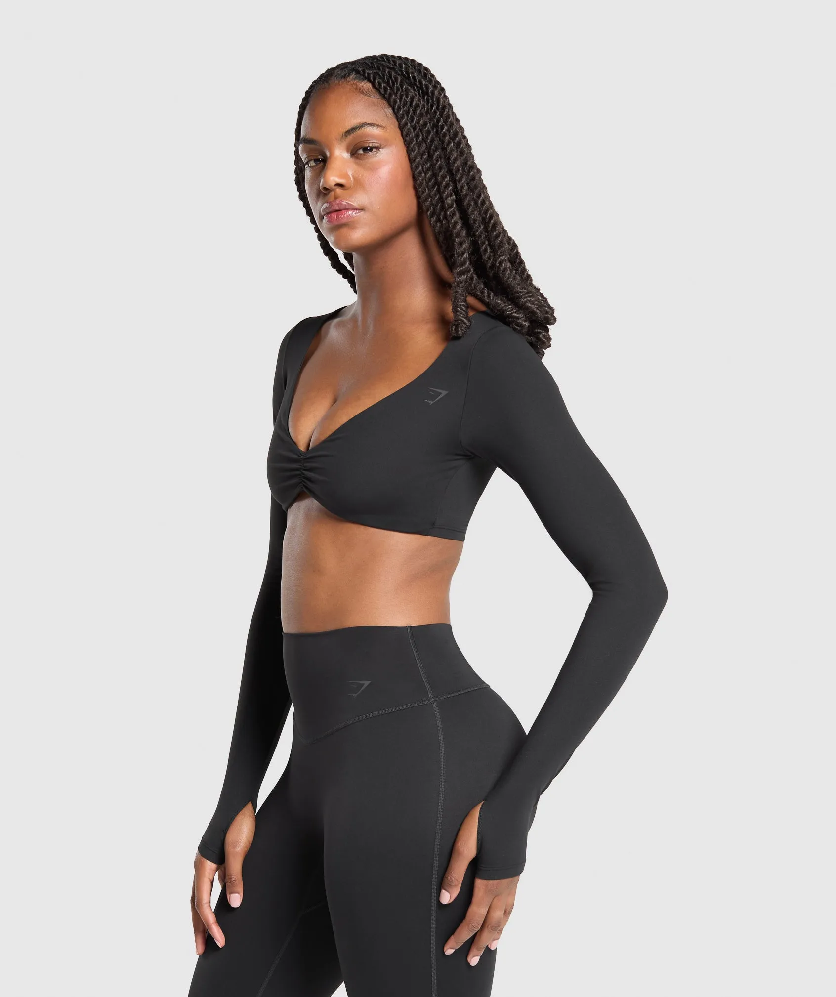 Gymshark Twist Front Long Sleeve Top - Black sold by Gymshark product image thumbnail 3