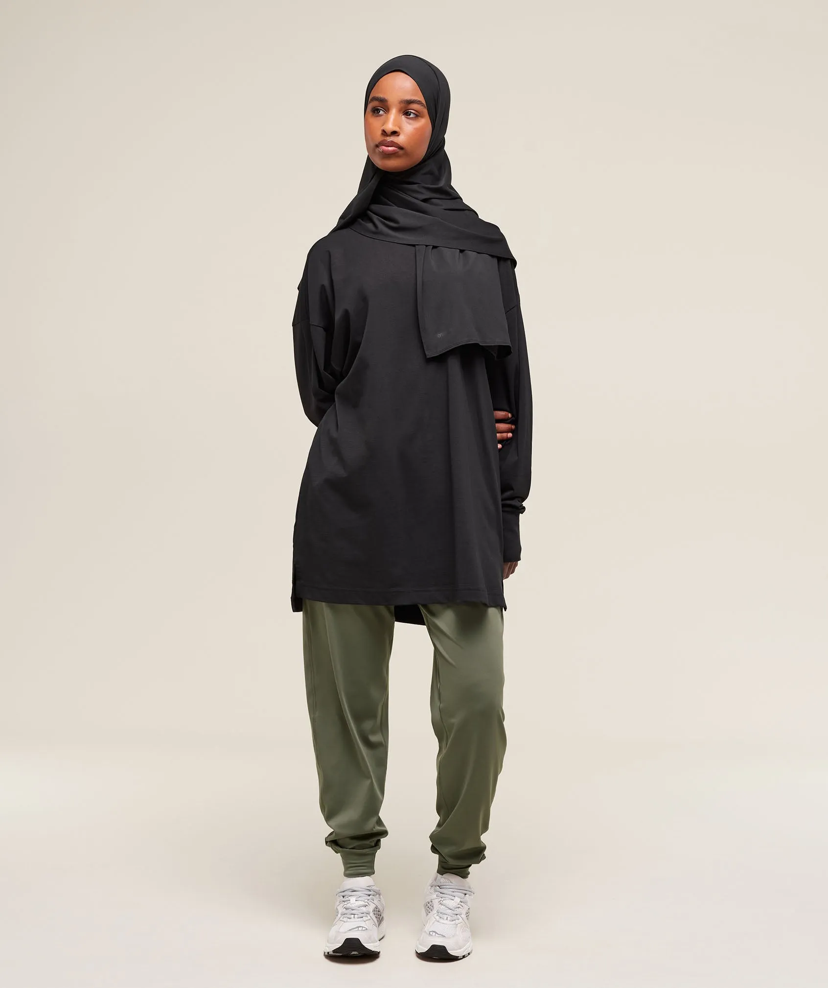 Gymshark Covered Longline Cotton Long Sleeve Top - Black sold by Gymshark product image thumbnail 4