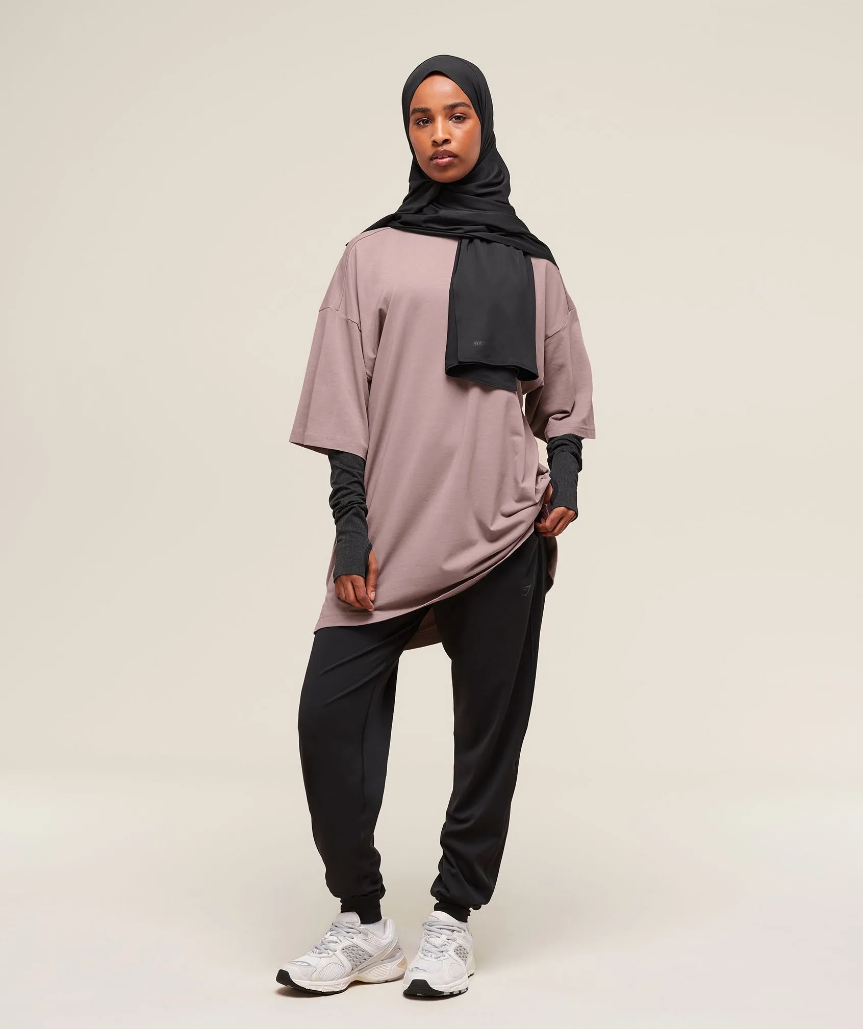 Gymshark Covered Longline Cotton T-Shirt - Washed Mauve sold by Gymshark product image thumbnail 4