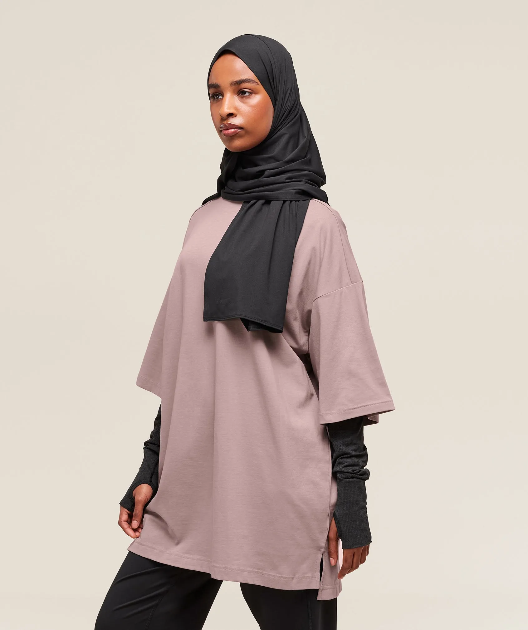 Gymshark Covered Longline Cotton T-Shirt - Washed Mauve sold by Gymshark product image thumbnail 3