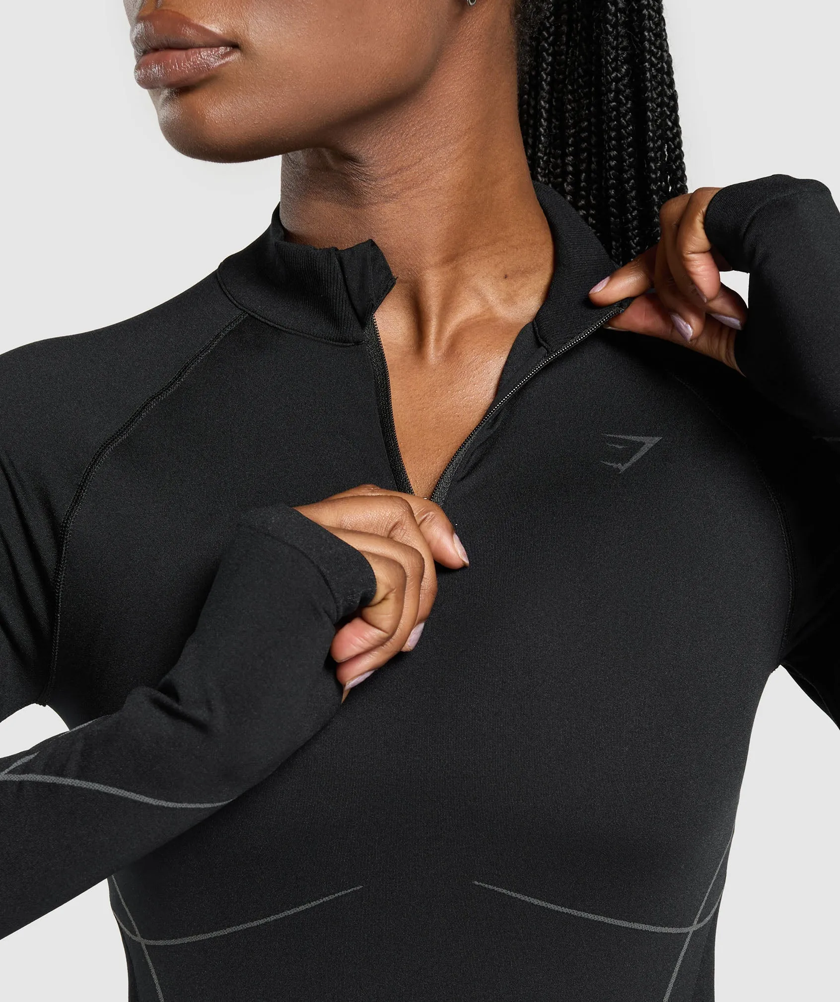 Gymshark Apex Seamless 1/4 Zip Pullover - Black/Graphite Grey sold by Gymshark product image thumbnail 5