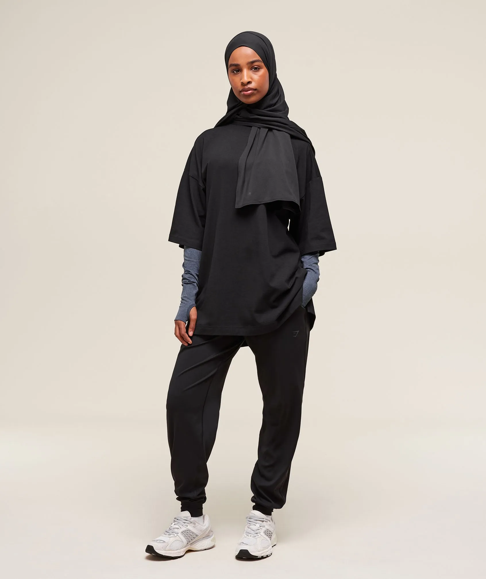 Gymshark Covered Longline Cotton T-Shirt - Black sold by Gymshark product image thumbnail 4