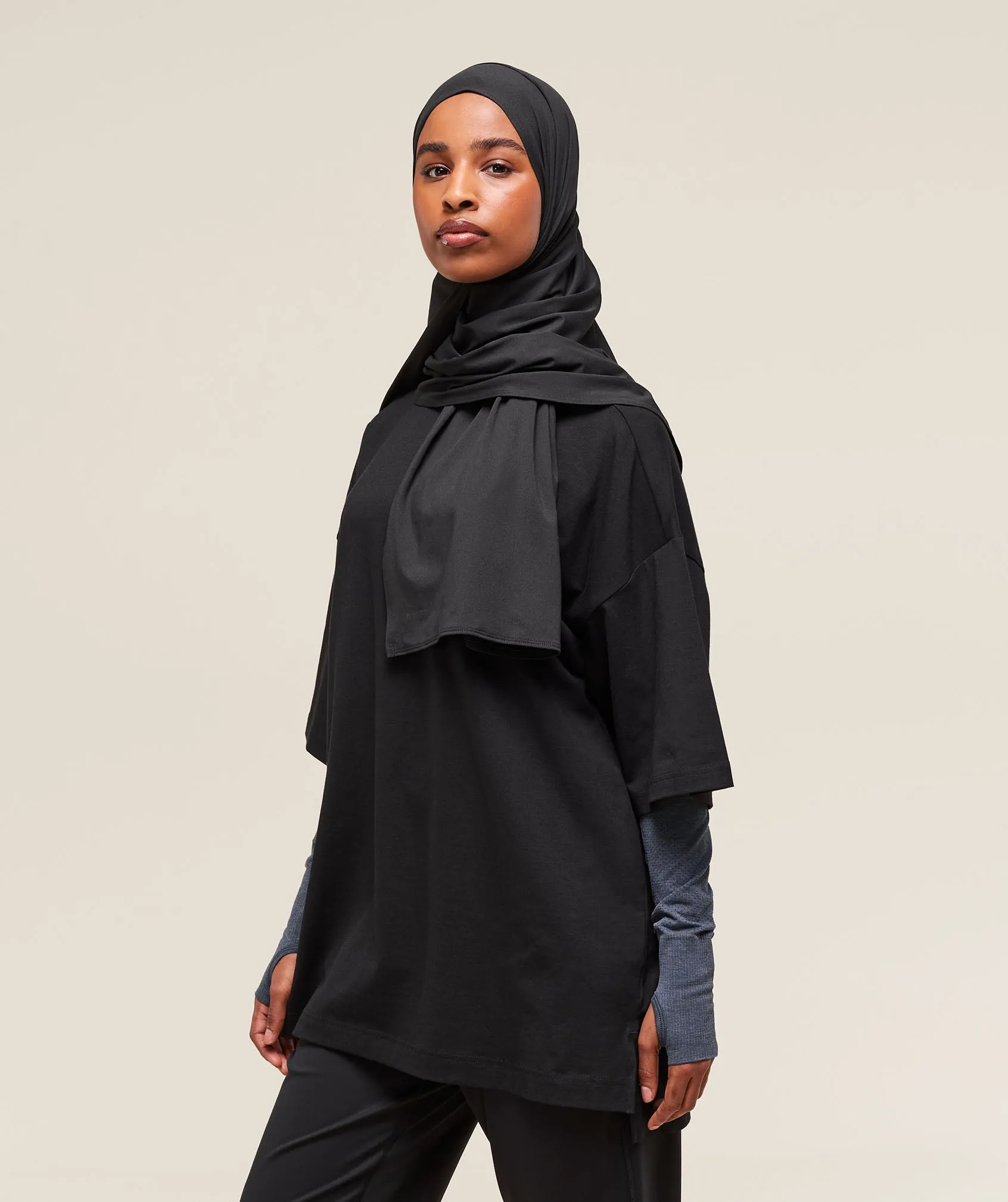 Gymshark Covered Longline Cotton T-Shirt - Black sold by Gymshark product image thumbnail 3