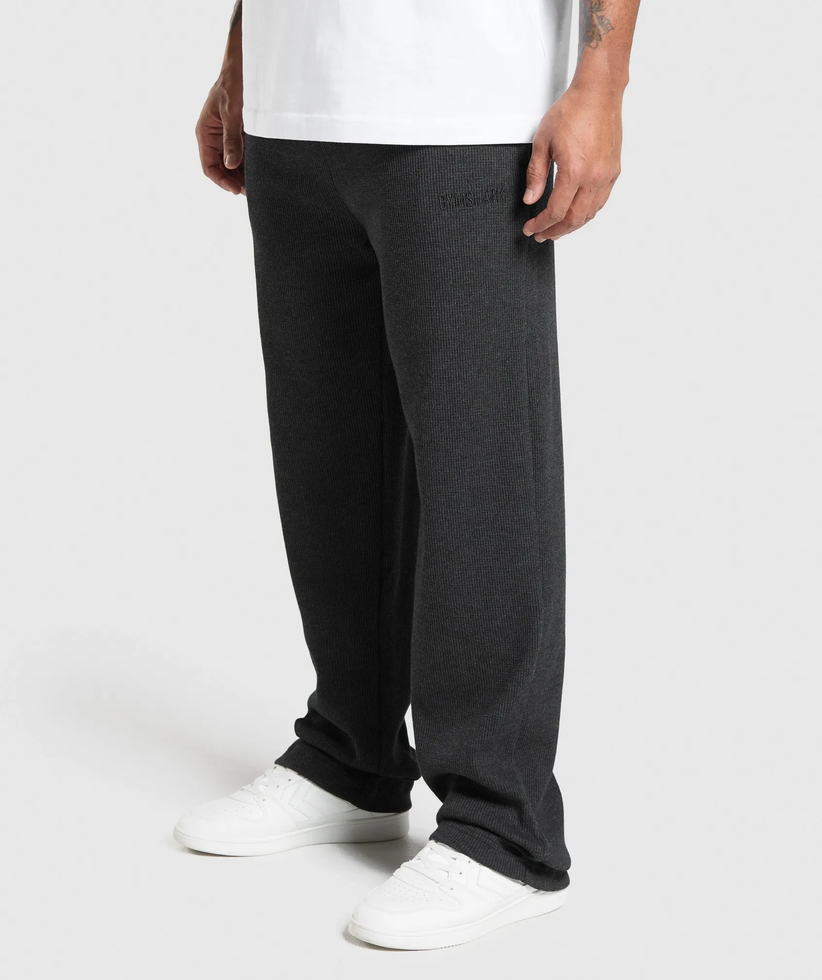 Gymshark Waffle Straight Leg Joggers - Black sold by Gymshark product image thumbnail 3