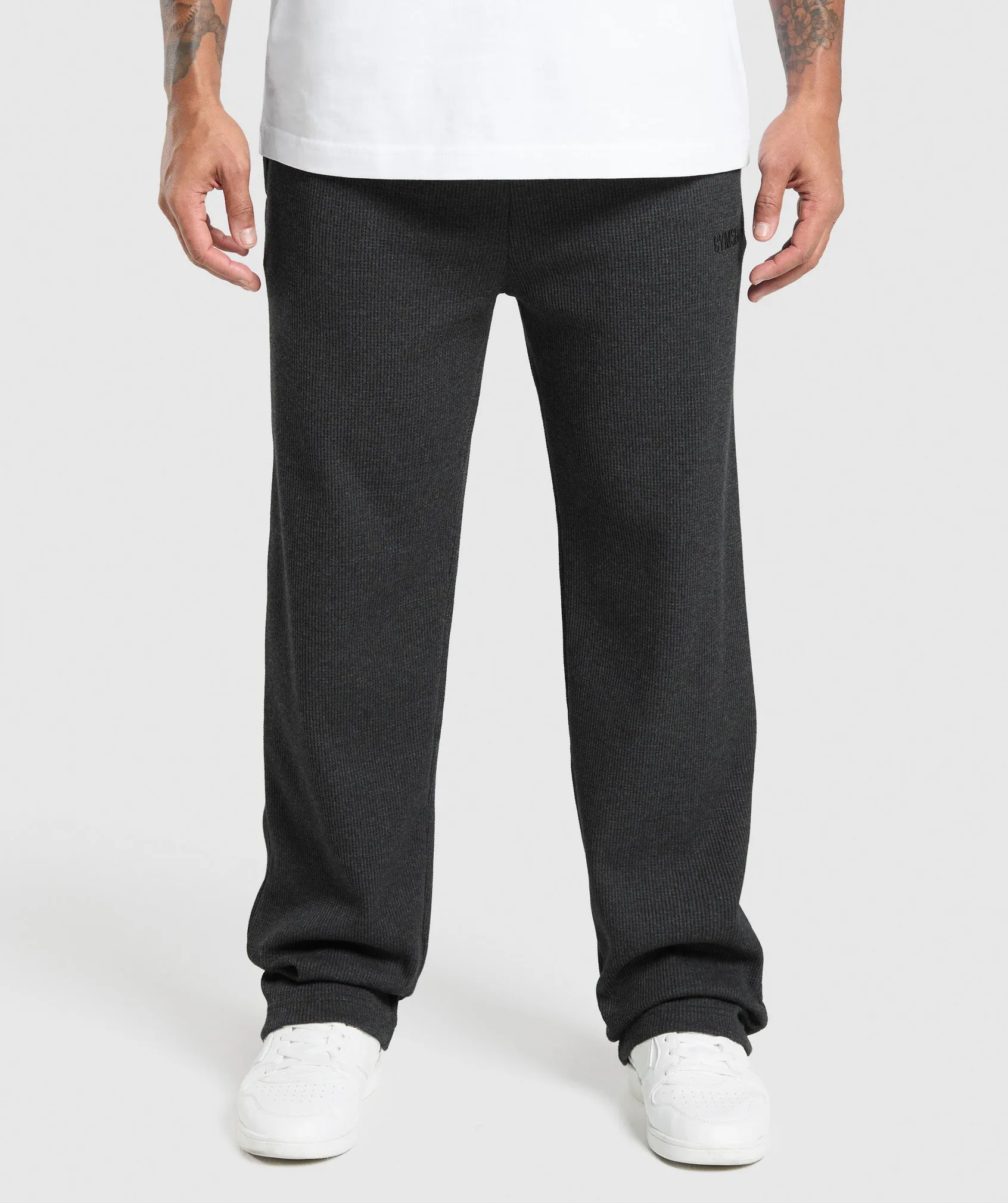 Gymshark Waffle Straight Leg Joggers - Black sold by Gymshark