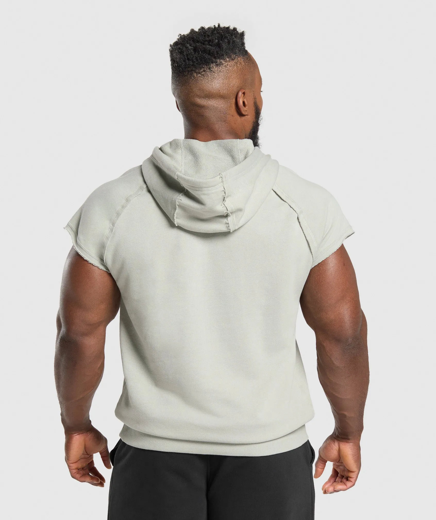 Gymshark Legacy 1/4 Zip Cap Sleeve Hoodie - Stone Grey sold by Gymshark product image thumbnail 2