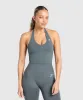 Gymshark Vital Halter Neck Tank With Shelf - Strong Grey Marl sold by Gymshark