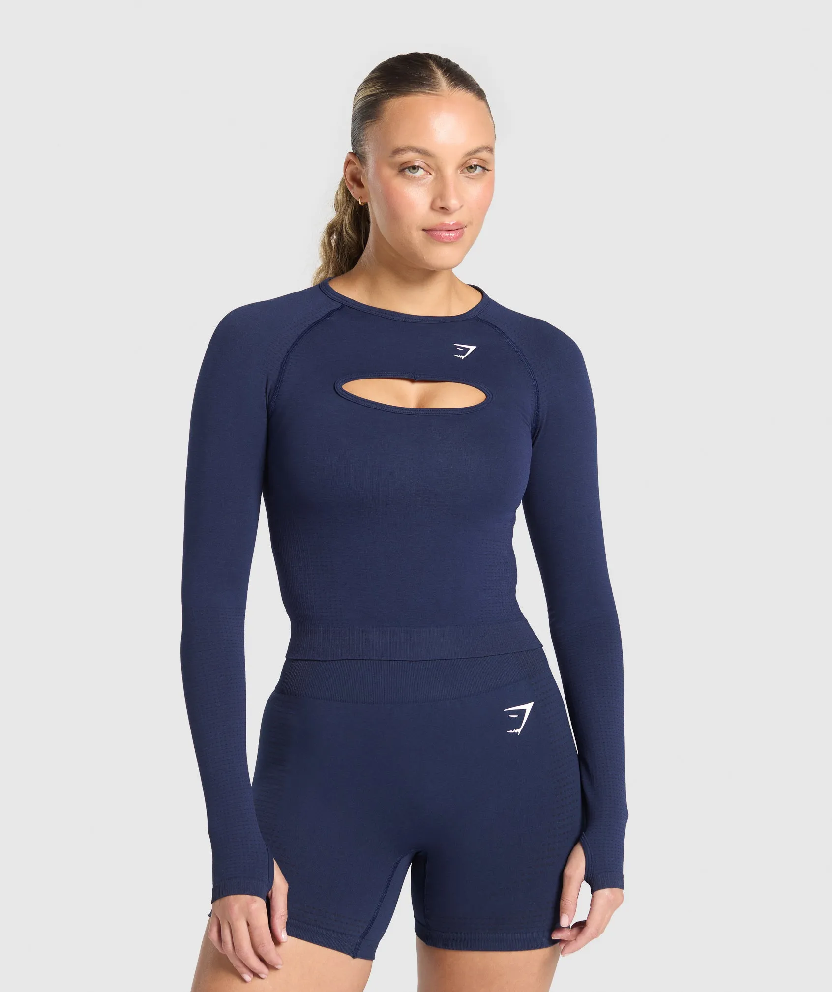 Gymshark Vital Long Sleeve Cut Out Top - Heavy Blue/Marl sold by Gymshark