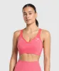 Gymshark Vital V Neck Sports Bra - Coral Red/Marl sold by Gymshark
