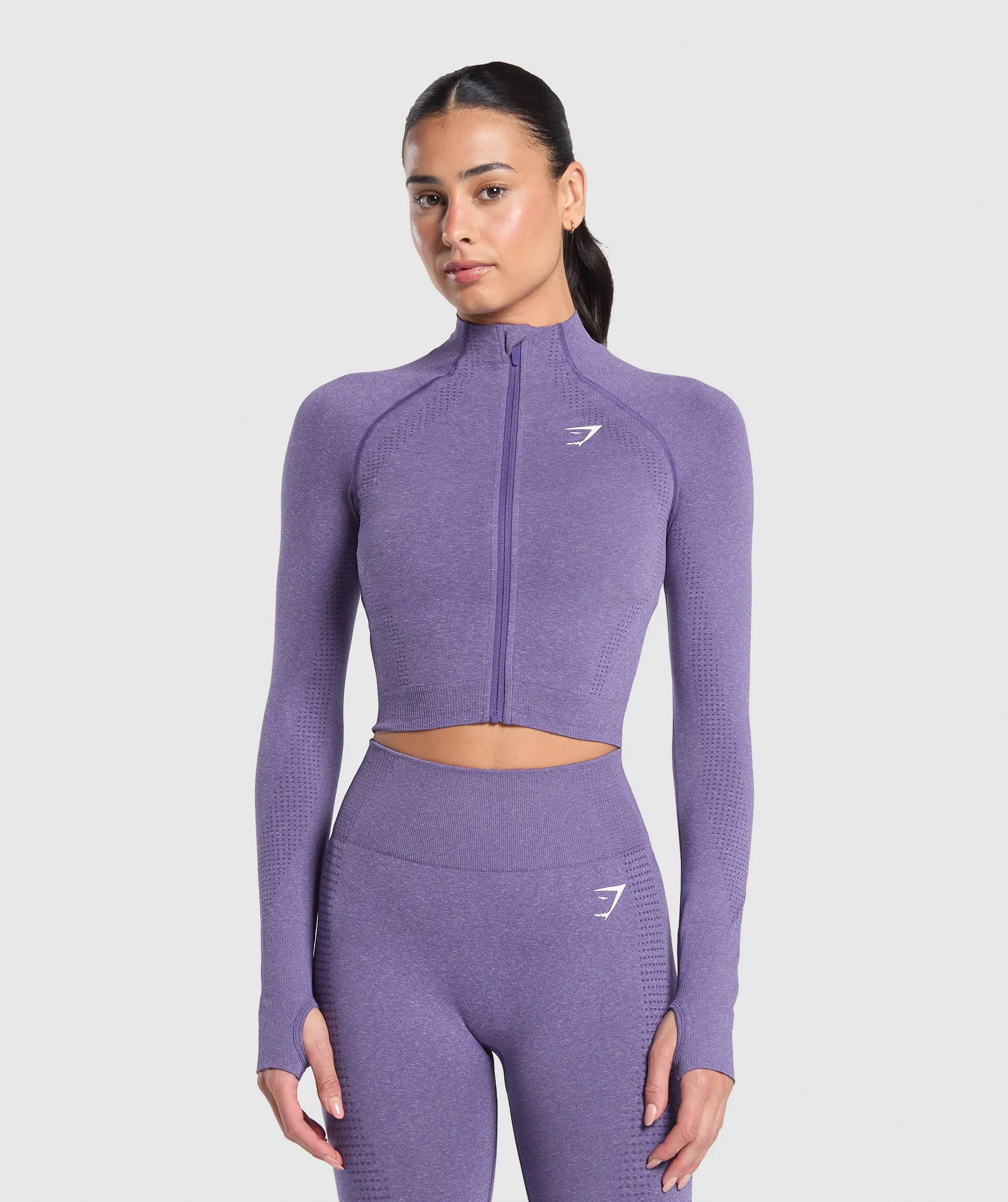 Gymshark Vital Midi Zip Up Jacket - Functional Purple/Marl sold by Gymshark