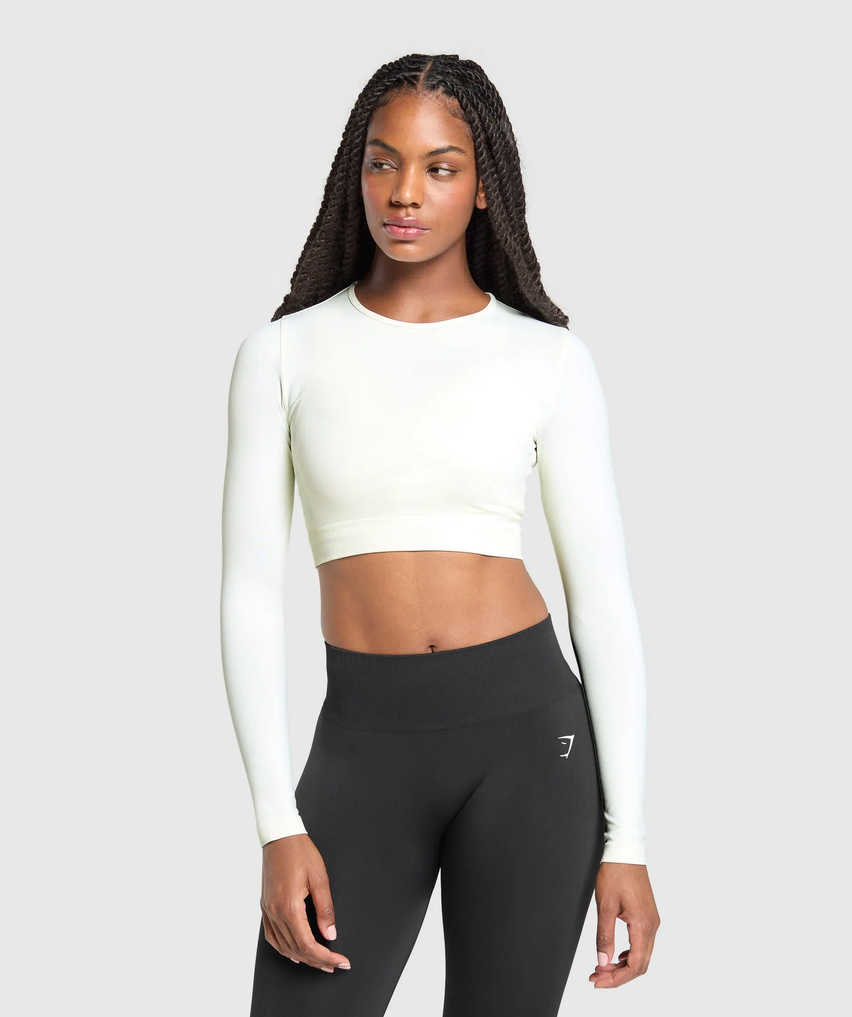 Gymshark Everyday Seamless Long Sleeve Crop Top - Soft White sold by Gymshark