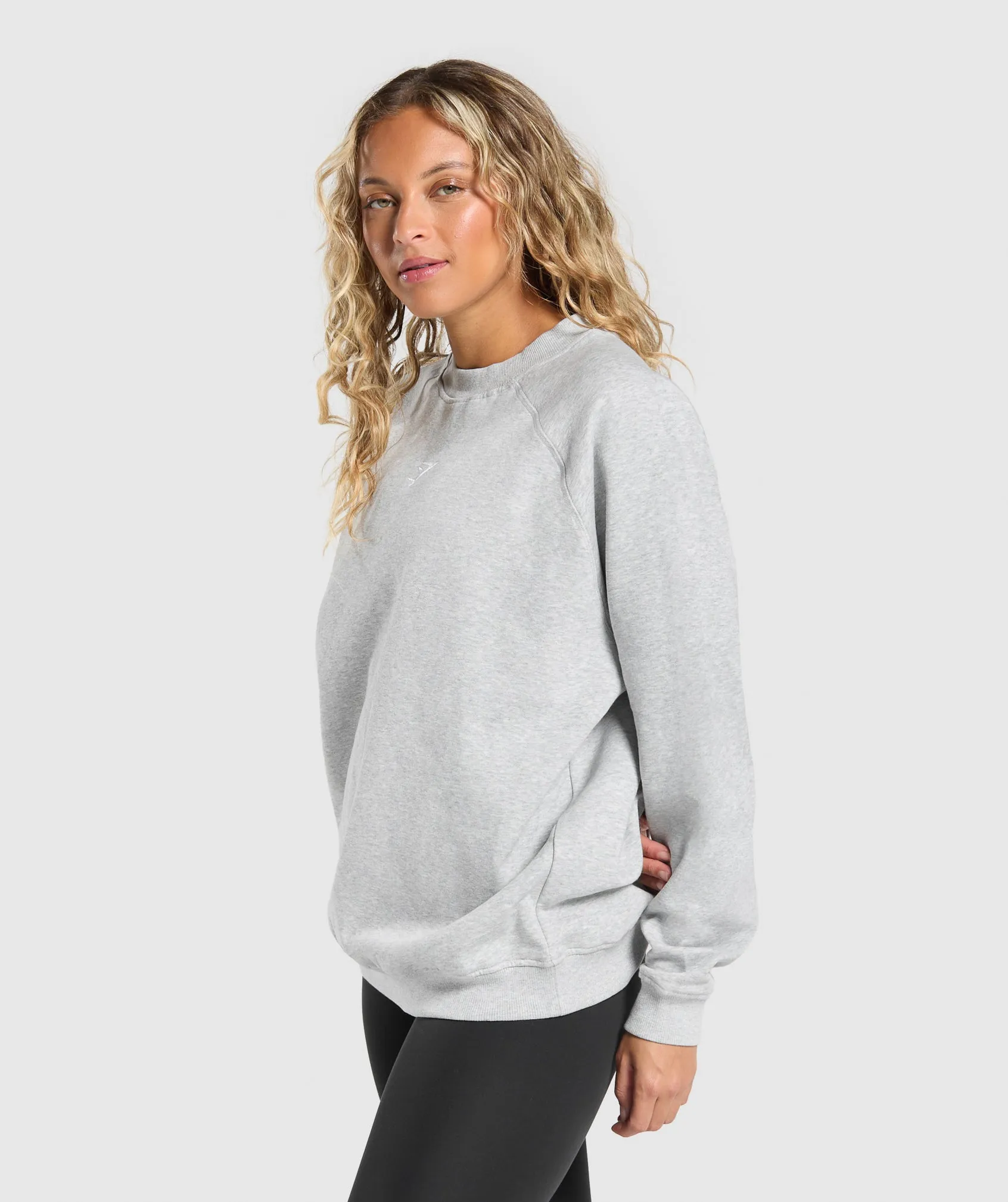 Gymshark Training Oversized Fleece Sweatshirt - Light Grey Core Marl sold by Gymshark product image thumbnail 4