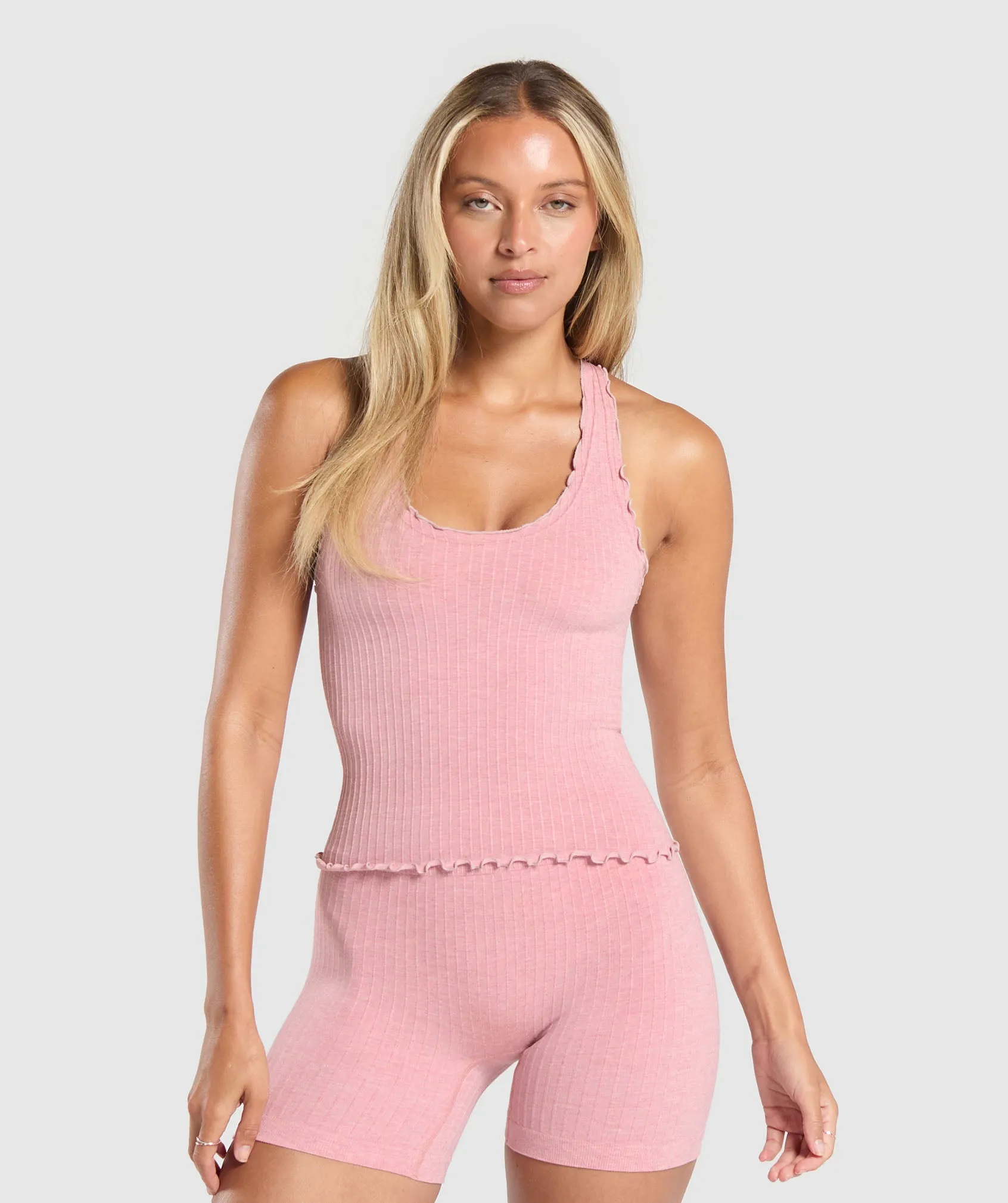 Gymshark Luxe Seamless Tank - Cosy Pink Marl sold by Gymshark