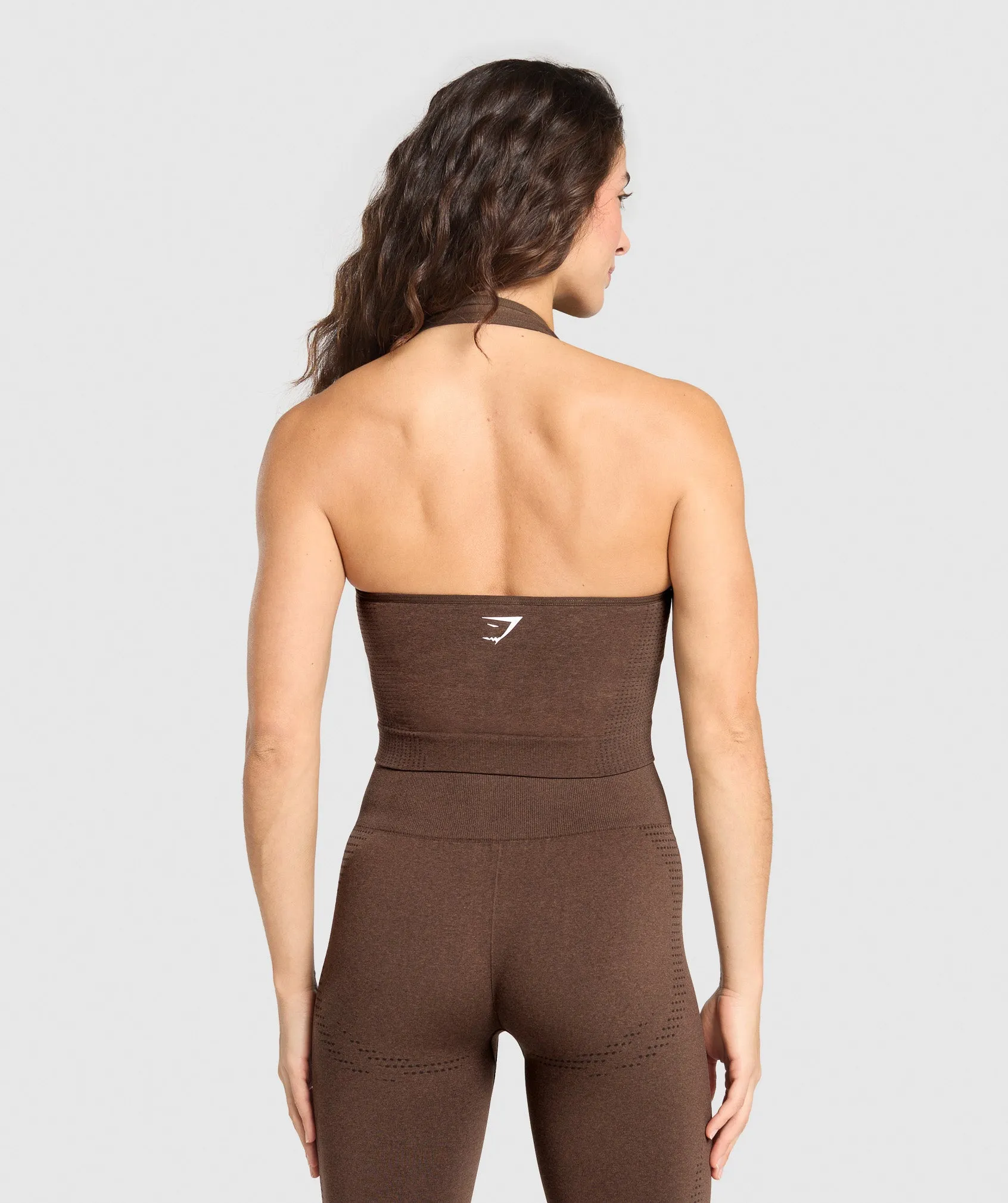 Gymshark Vital Halter Neck Tank With Shelf - Espresso Marl sold by Gymshark product image thumbnail 2
