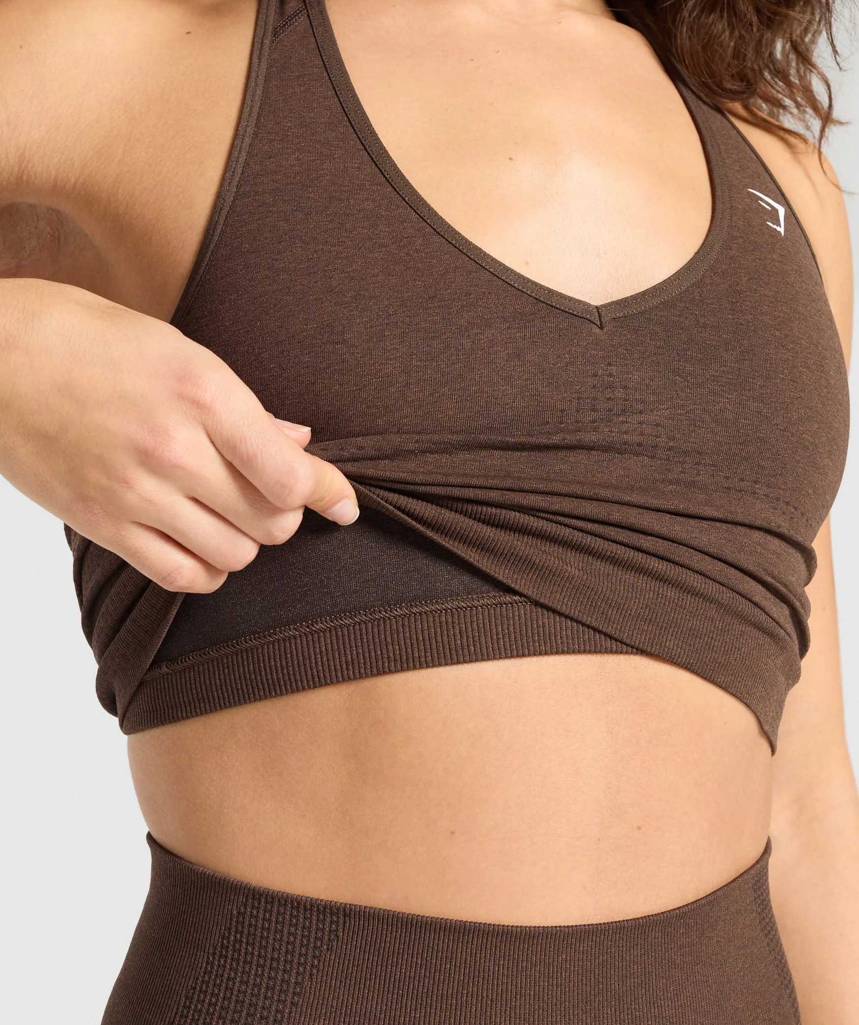 Gymshark Vital Halter Neck Tank With Shelf - Espresso Marl sold by Gymshark product image thumbnail 5