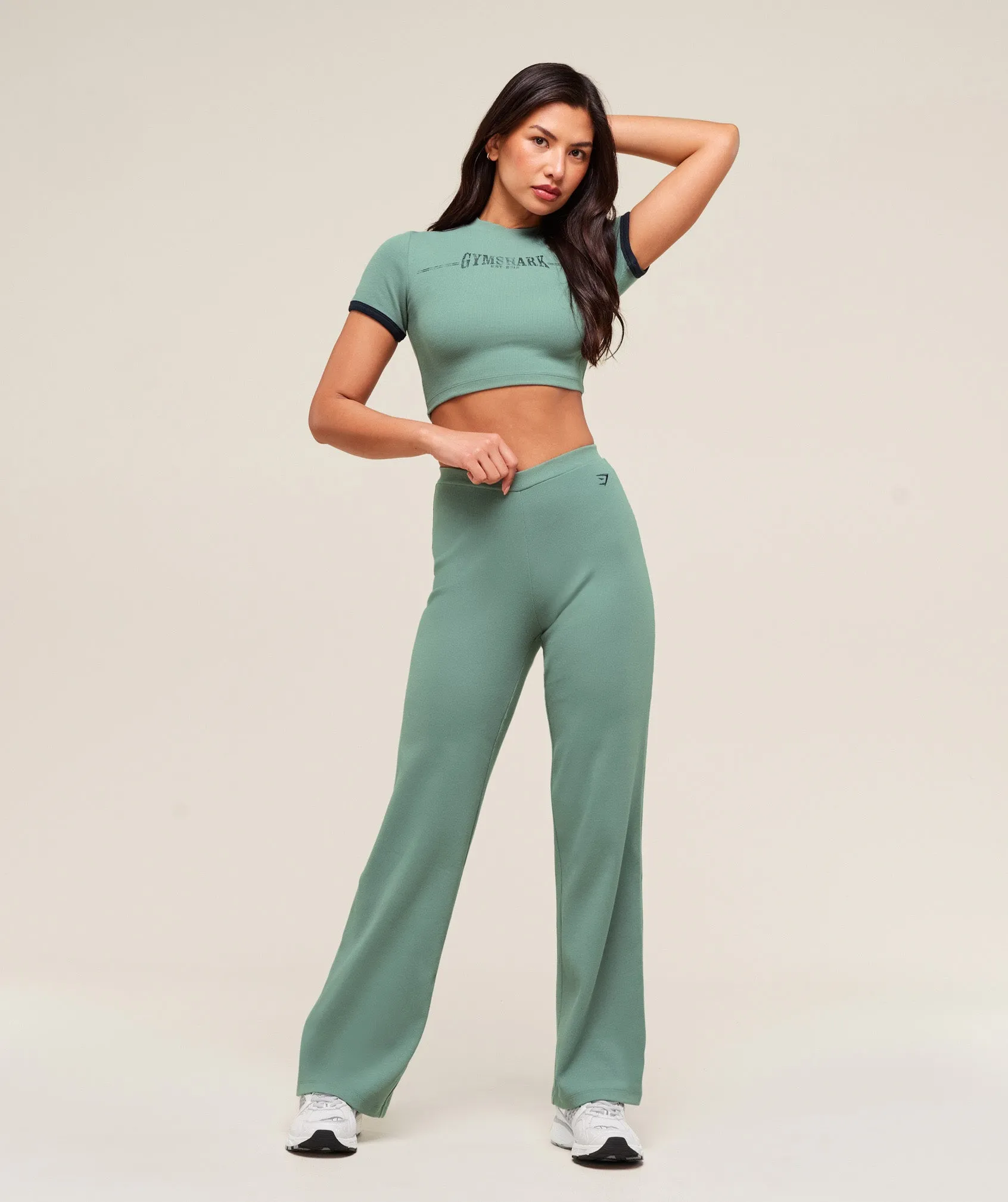 Gymshark Ribbed Cotton Crop Top - Celeste Blue/Heavy Blue sold by Gymshark product image thumbnail 3