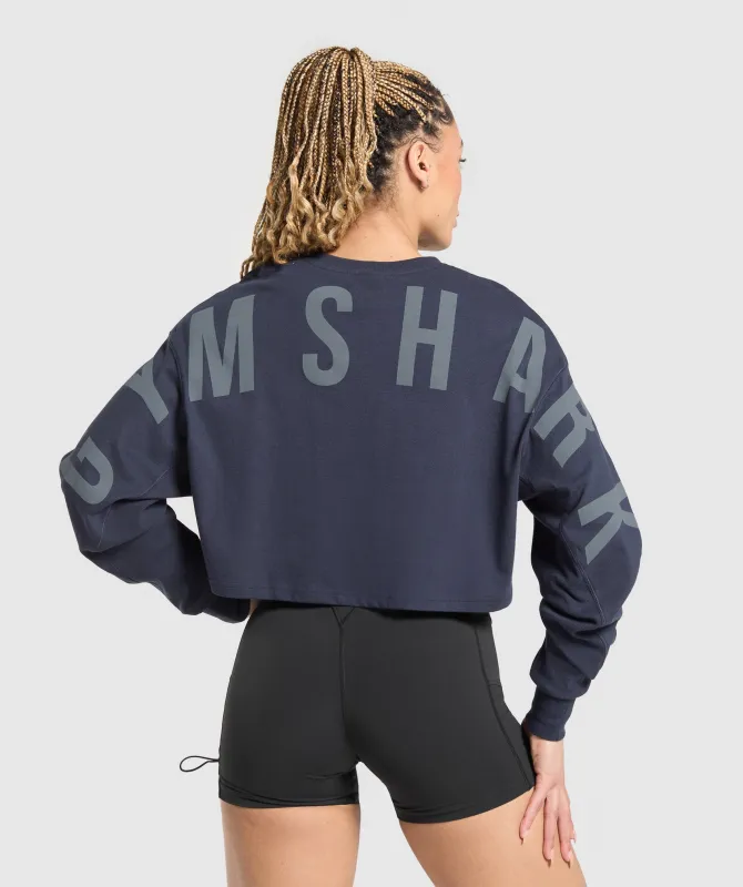 Gymshark Gymshark Wordmark Graphic Long Sleeve Top - Heavy Blue sold by Gymshark