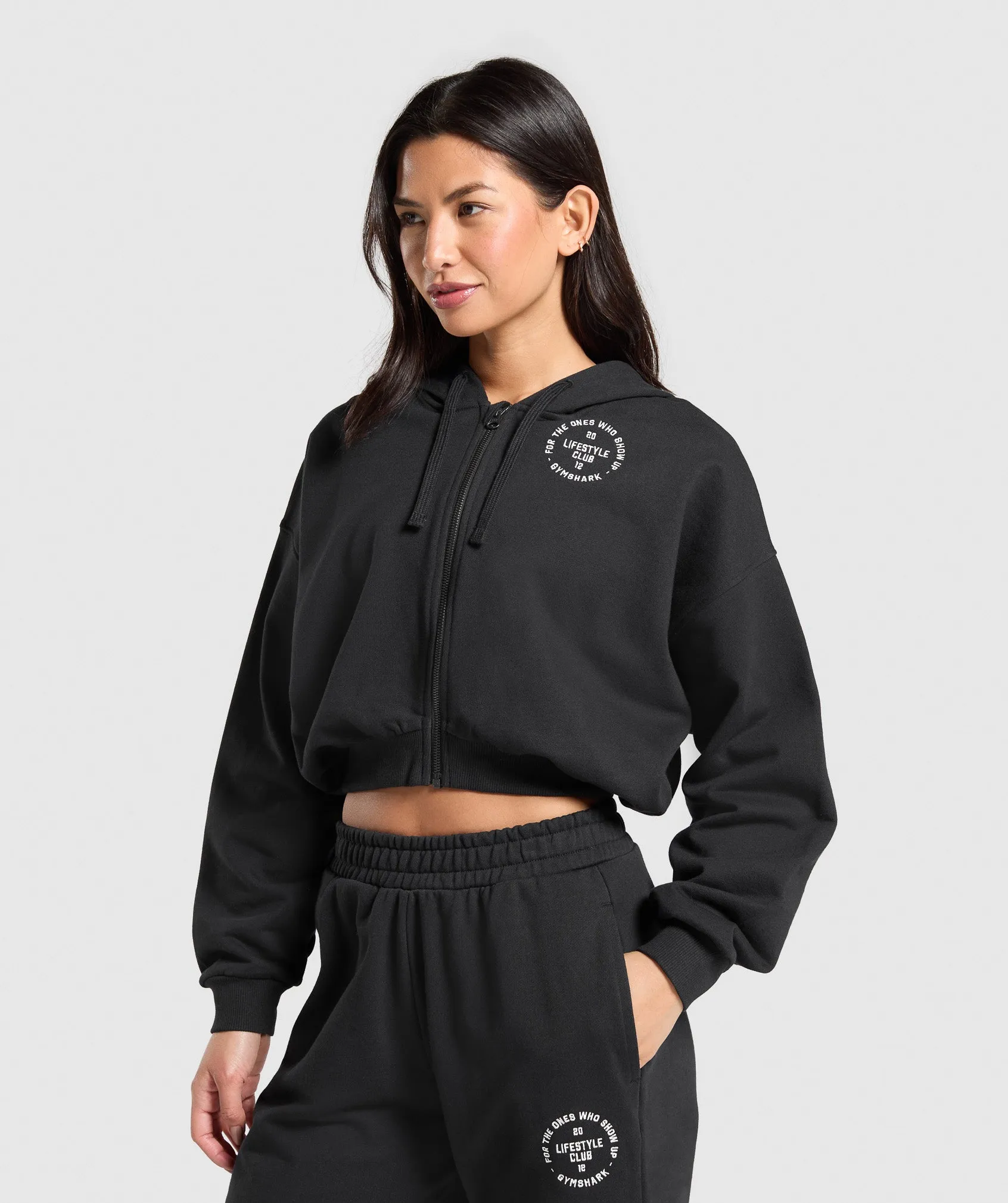 Gymshark Lifestyle Club Graphic Zip Up Hoodie - Black sold by Gymshark product image thumbnail 4