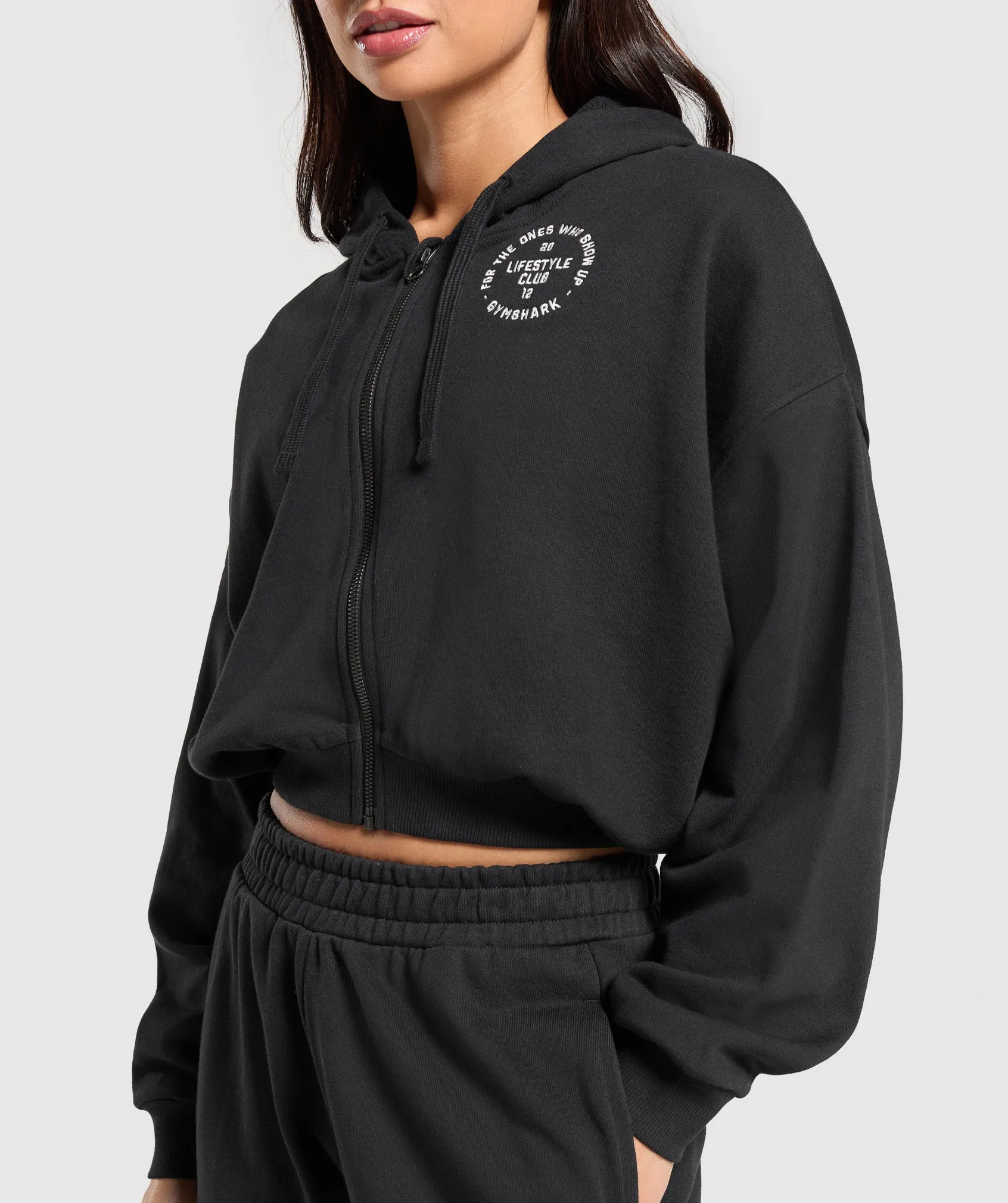 Gymshark Lifestyle Club Graphic Zip Up Hoodie - Black sold by Gymshark product image thumbnail 5
