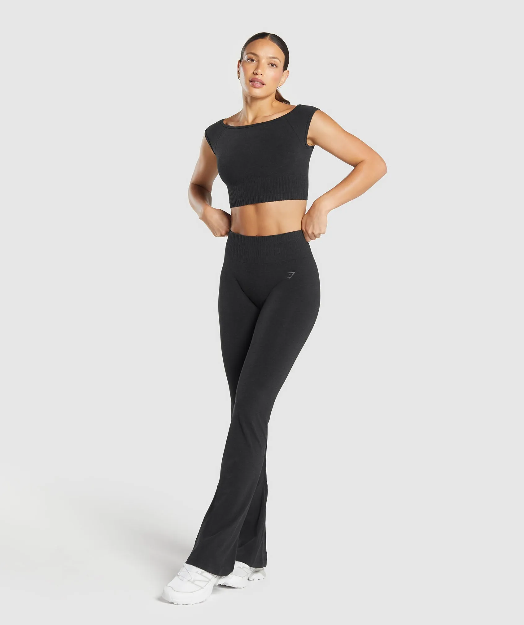 Gymshark Luxe Seamless Flare Leggings - Coal Marl sold by Gymshark product image thumbnail 4