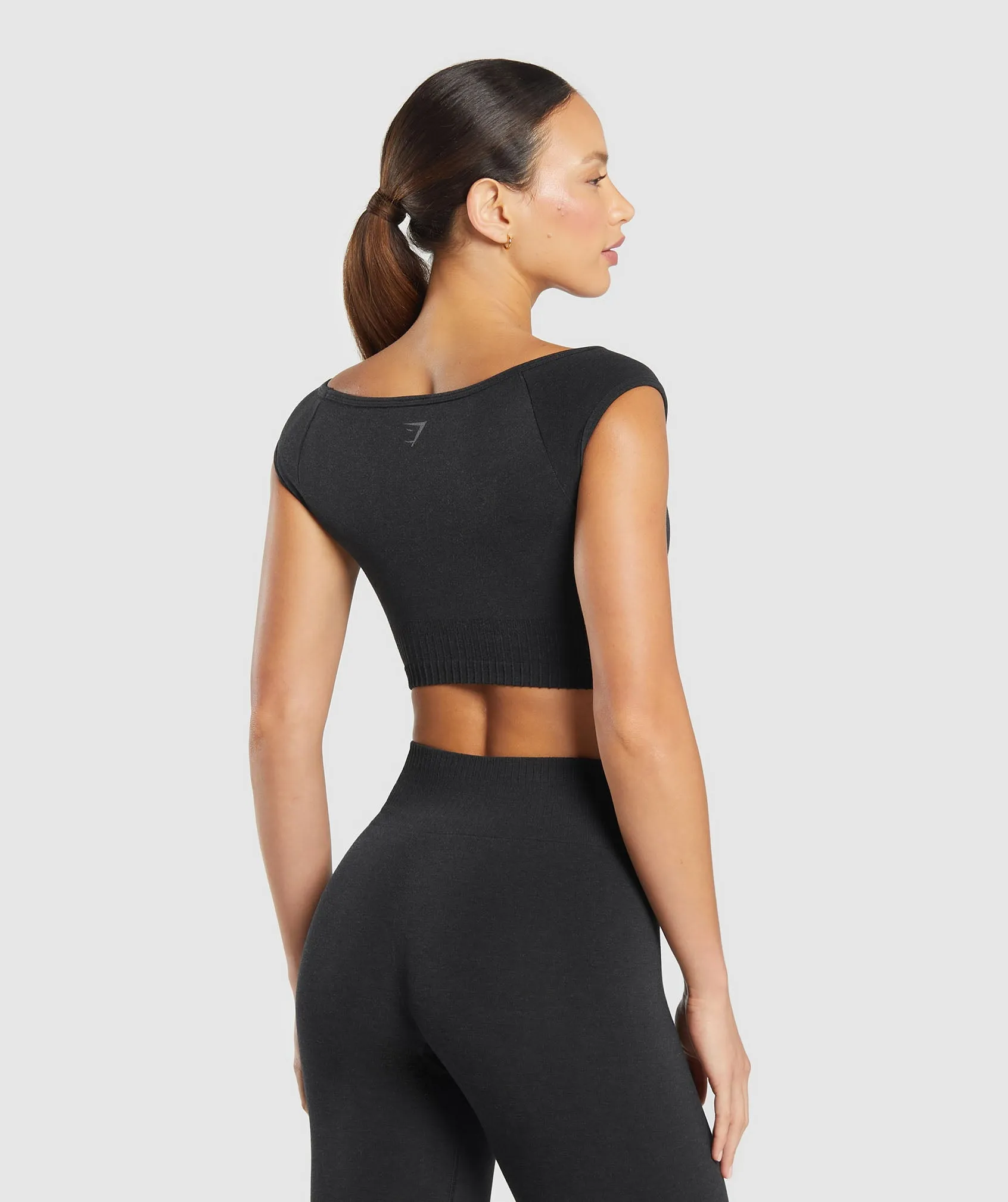 Gymshark Luxe Seamless Boat Neck Crop Top - Coal Marl sold by Gymshark product image thumbnail 3