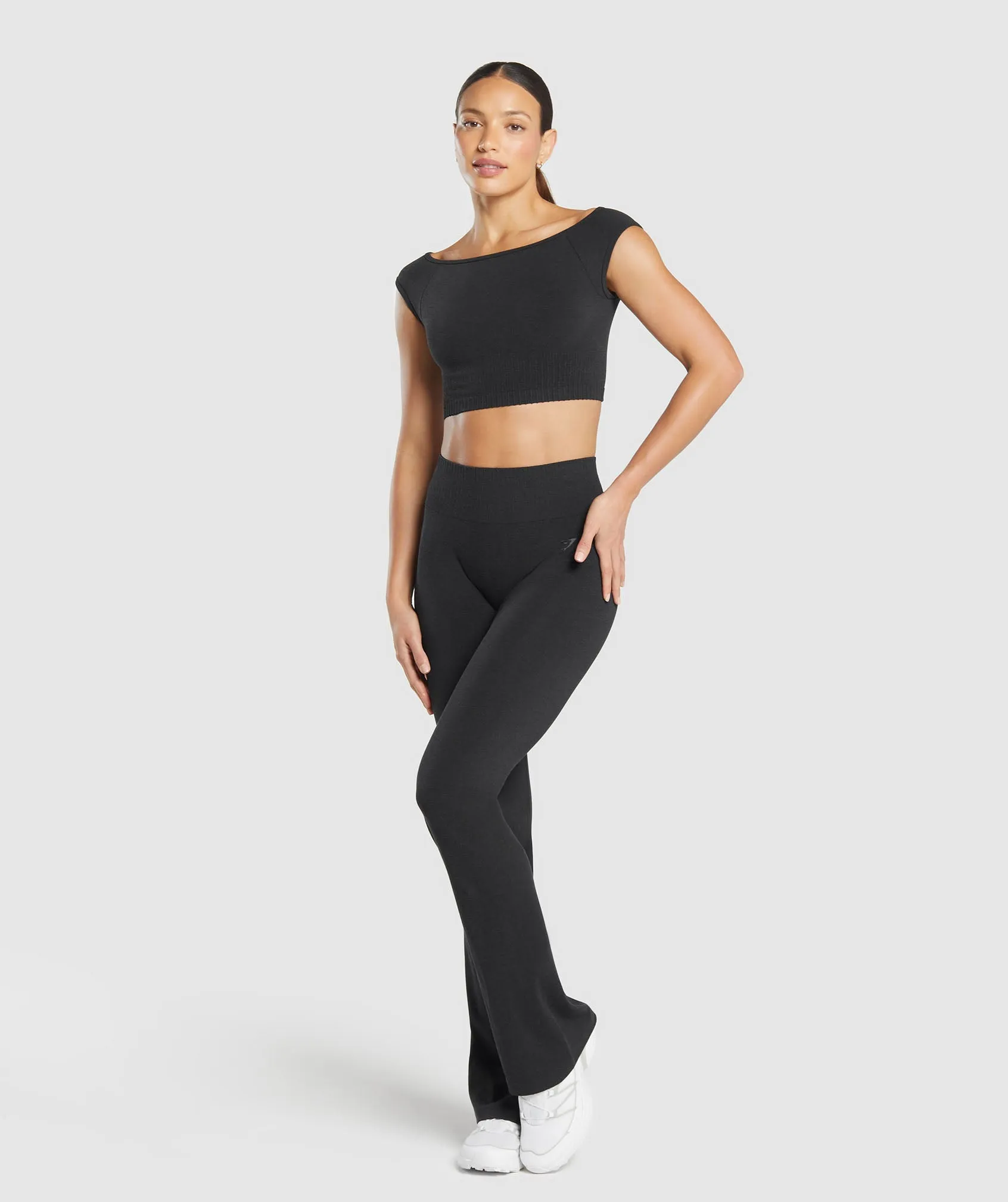 Gymshark Luxe Seamless Boat Neck Crop Top - Coal Marl sold by Gymshark product image thumbnail 2