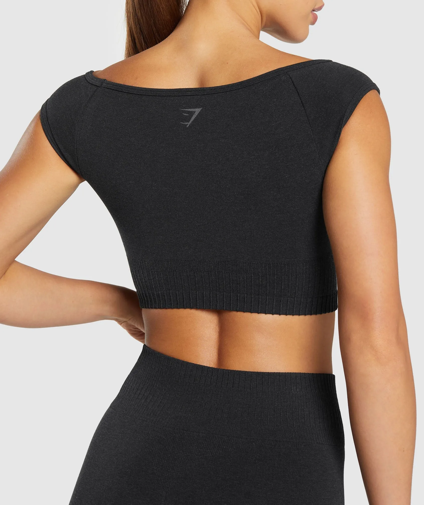Gymshark Luxe Seamless Boat Neck Crop Top - Coal Marl sold by Gymshark product image thumbnail 5